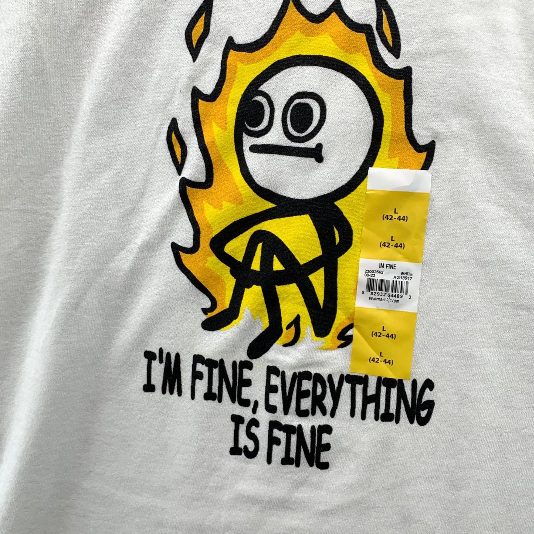 Vintage NEW Funny Stick Figure Flame Shirt Mens Large White NWT Size US L / EU 52-54 / 3 - 6 Thumbnail