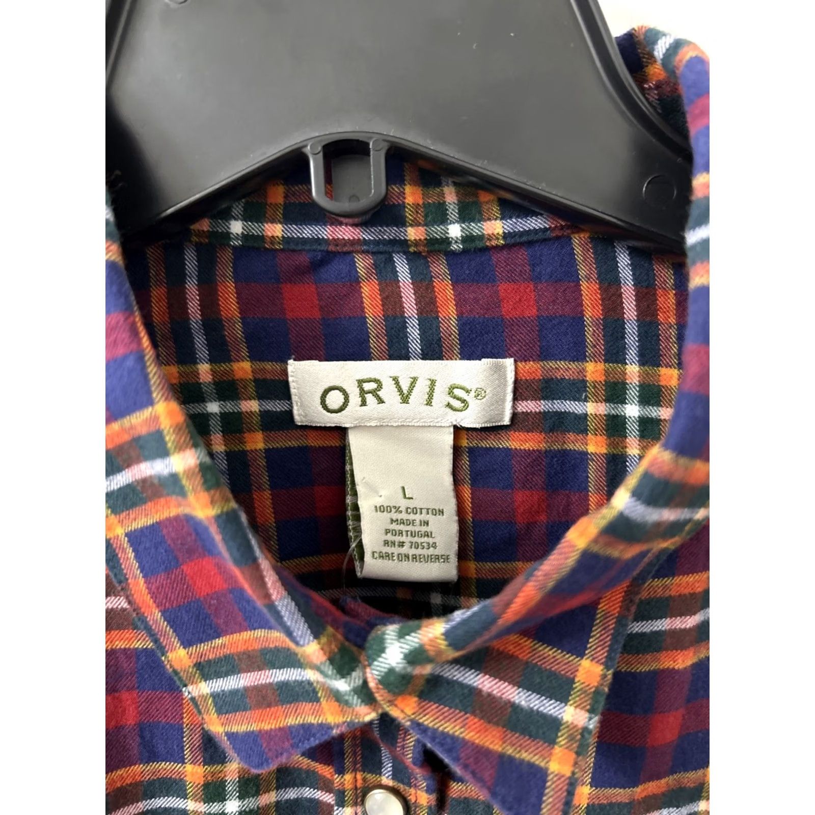 Orvis Orvis Shirt Womens L Multicolor Plaid Snap Button Down Elbow Shoulder Patch L/S Casual Travel Party/Cocktail Jacket Style Outdoor Size L / US 10 / IT 46 - 7 Thumbnail