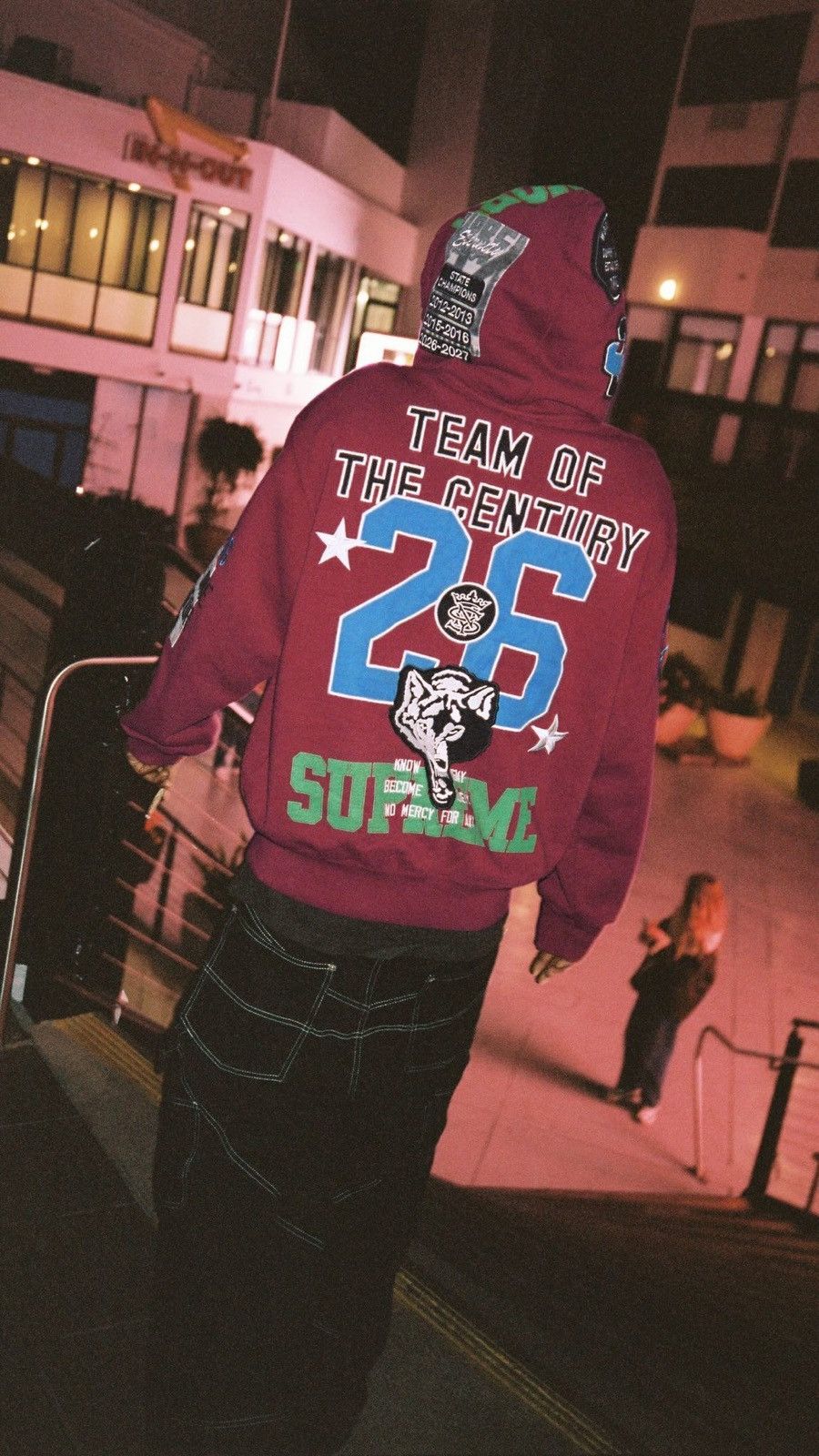 Supreme Warriors Appliqué Zip Up Hooded Sweatshirt Cardinal Red Size US L / EU 52-54 / 3 - 23 Thumbnail