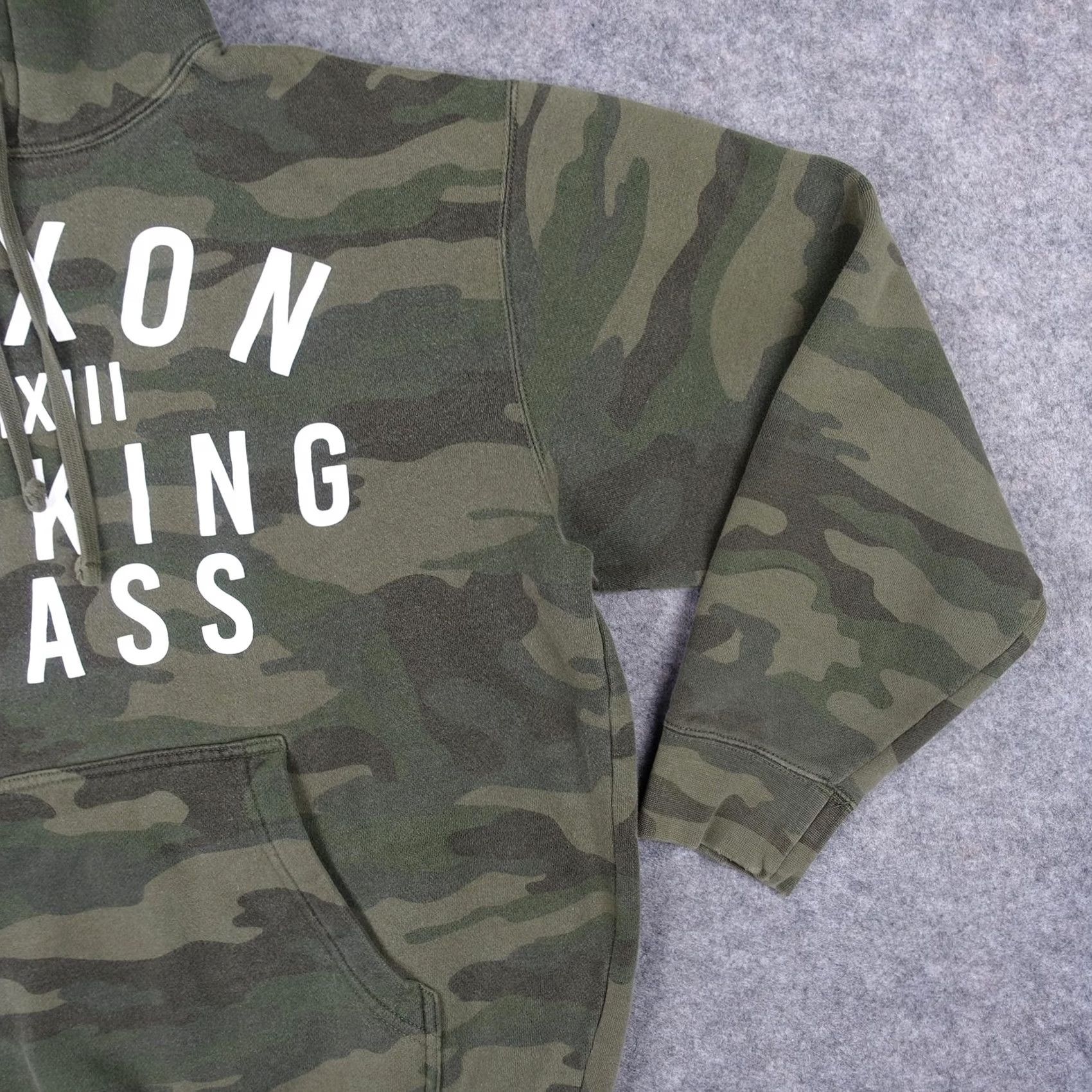 Vintage Dixxon Hoodie Mens M Green Camo Working Class Pullover Sweatshirt Hooded Crew Neck Pockets Graphic Print Satin Size US M / EU 48-50 / 2 - 4 Thumbnail
