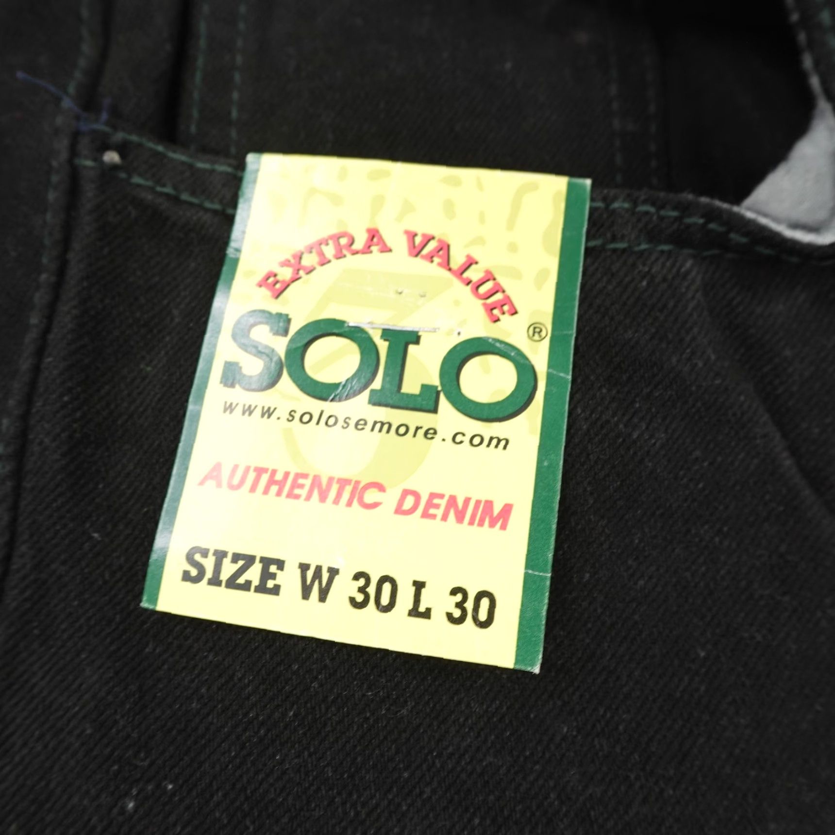 Vintage VINTAGE Solo Mens Jeans 30x30 Black Denim Straight Leg 90s Y2K Deadstock Cotton Size US 30 / EU 46 - 4 Thumbnail