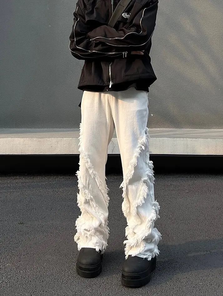 Japanese Brand × Jean Opium White Distressed Denim Jeans Size US 28 / EU 44 - 4 Thumbnail