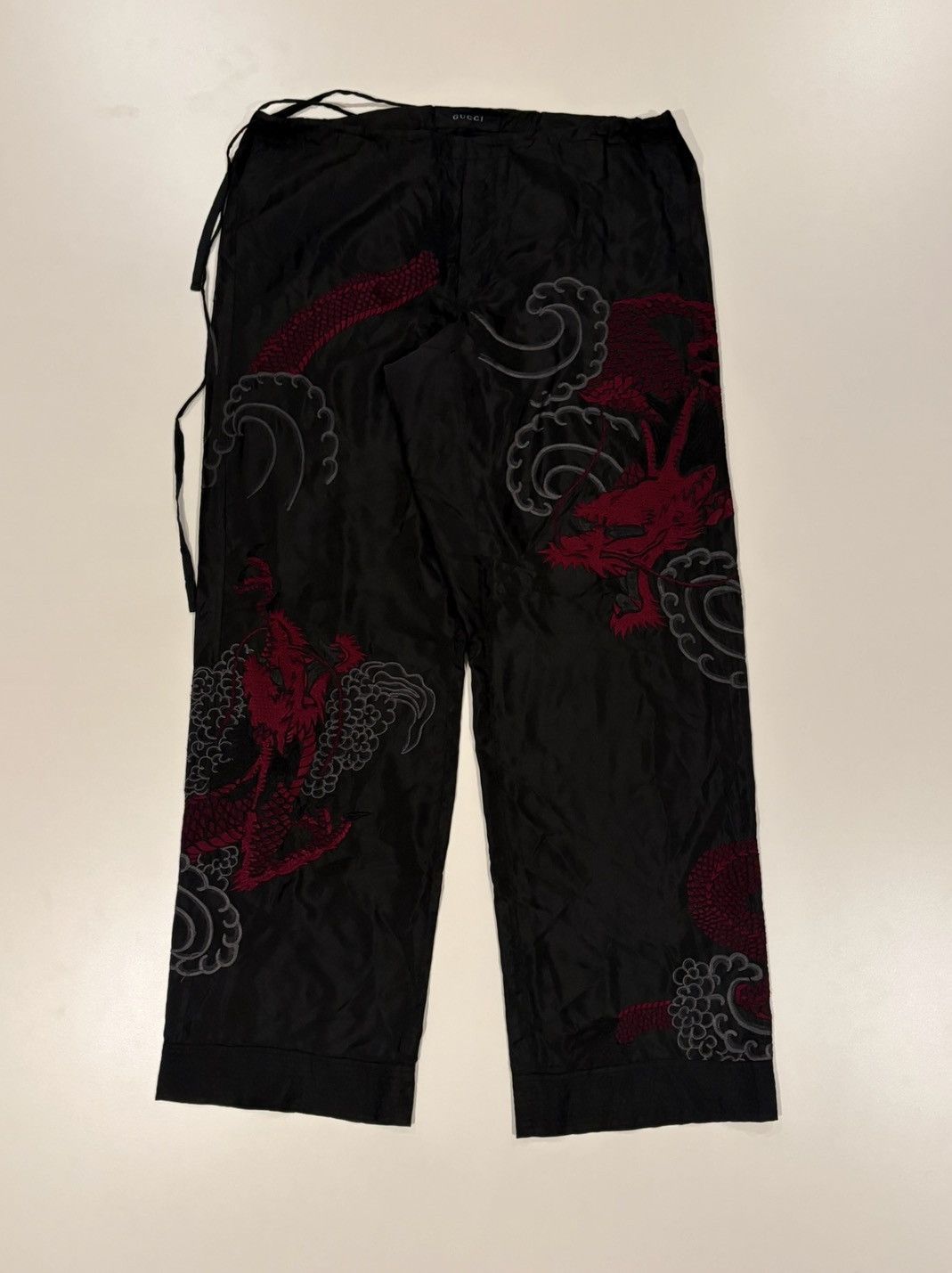 Gucci SS2001 Runway Silk Karate Pants w/ Dragon Embroidery Size US 32 / EU 48 - 1 Thumbnail