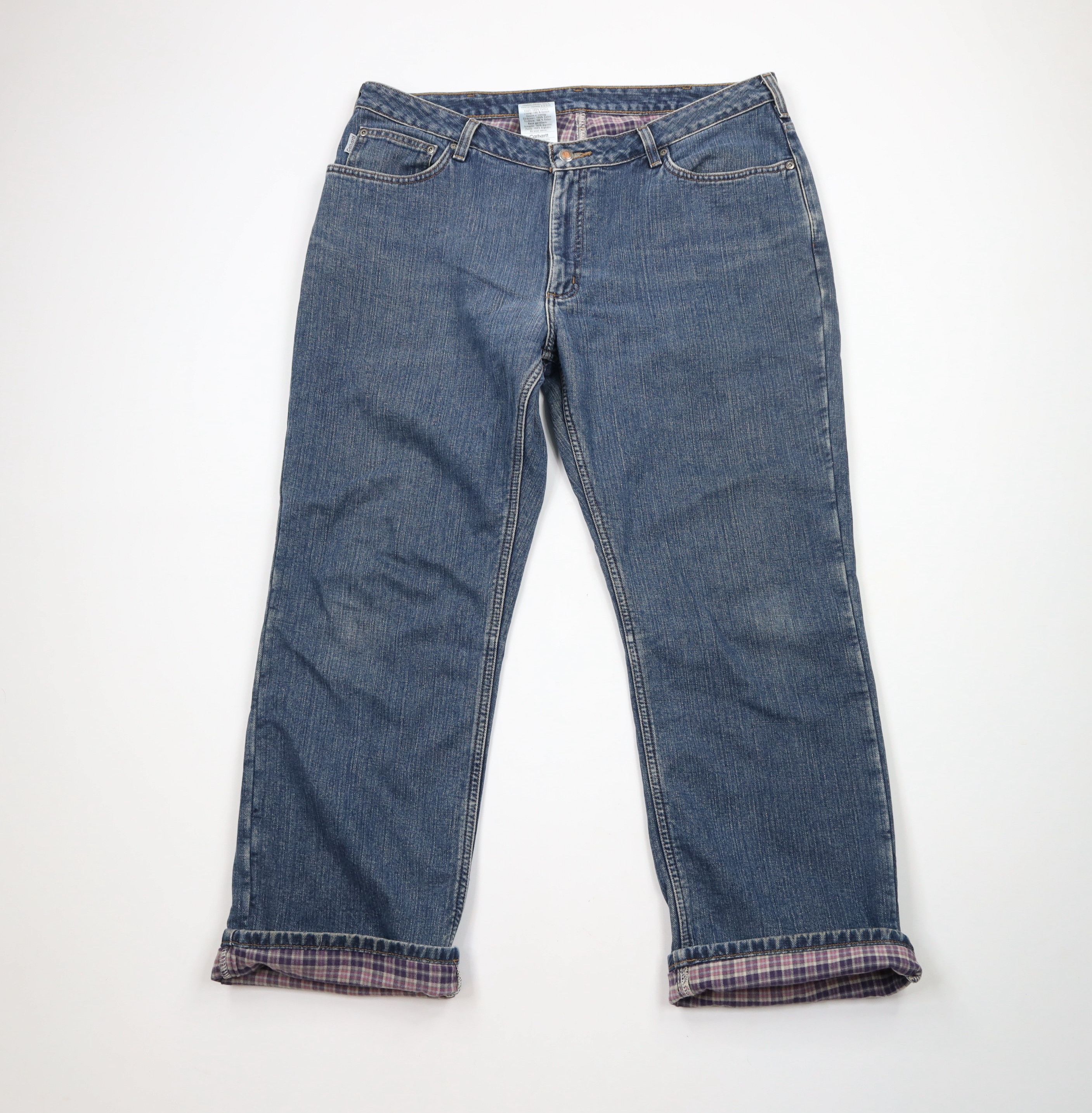 Carhartt × Vintage Vintage Carhartt Fit Flannel Lined Wide Leg Denim Jeans Size 38" / US 16 / IT 52 - 1 Thumbnail