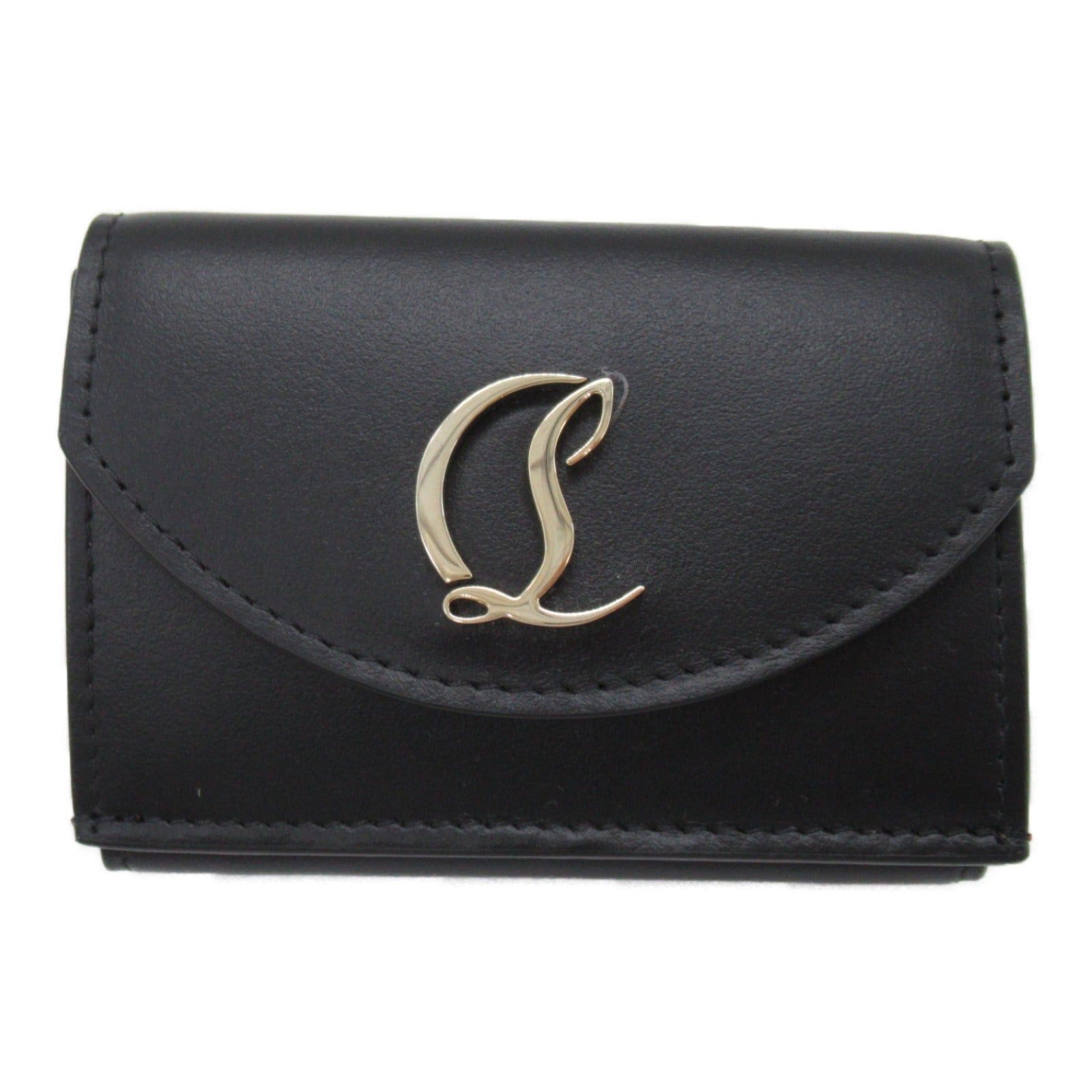 Christian Louboutin Christian Louboutin Trifold Wallet Leather Black Black/Gold Size ONE SIZE - 1 Thumbnail