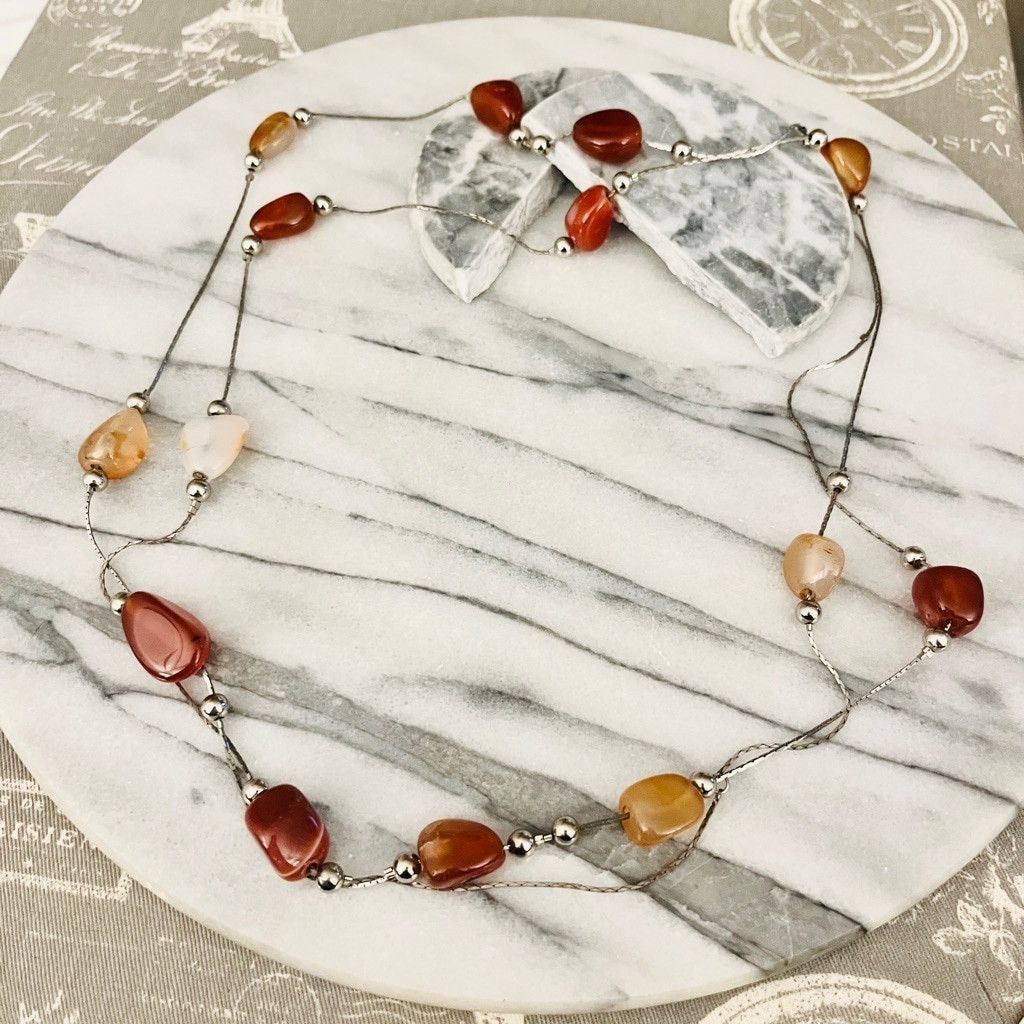 Gemstone Beaded Necklace Multicolor Natural Stones