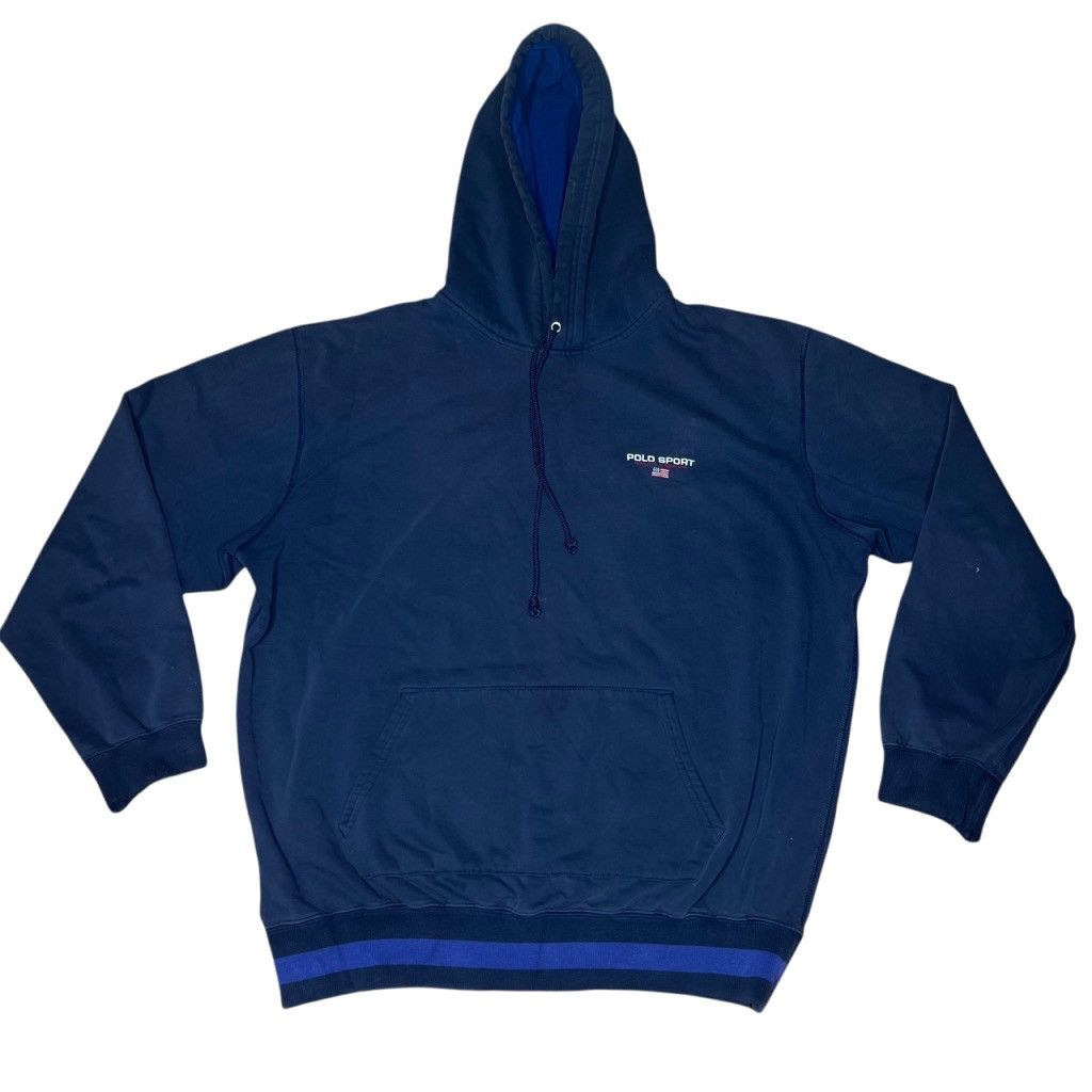 Polo Ralph Lauren × Vintage Vintage 90s Polo Sport Pullover Hoodie Large Made In USA Size US L / EU 52-54 / 3 - 1 Thumbnail