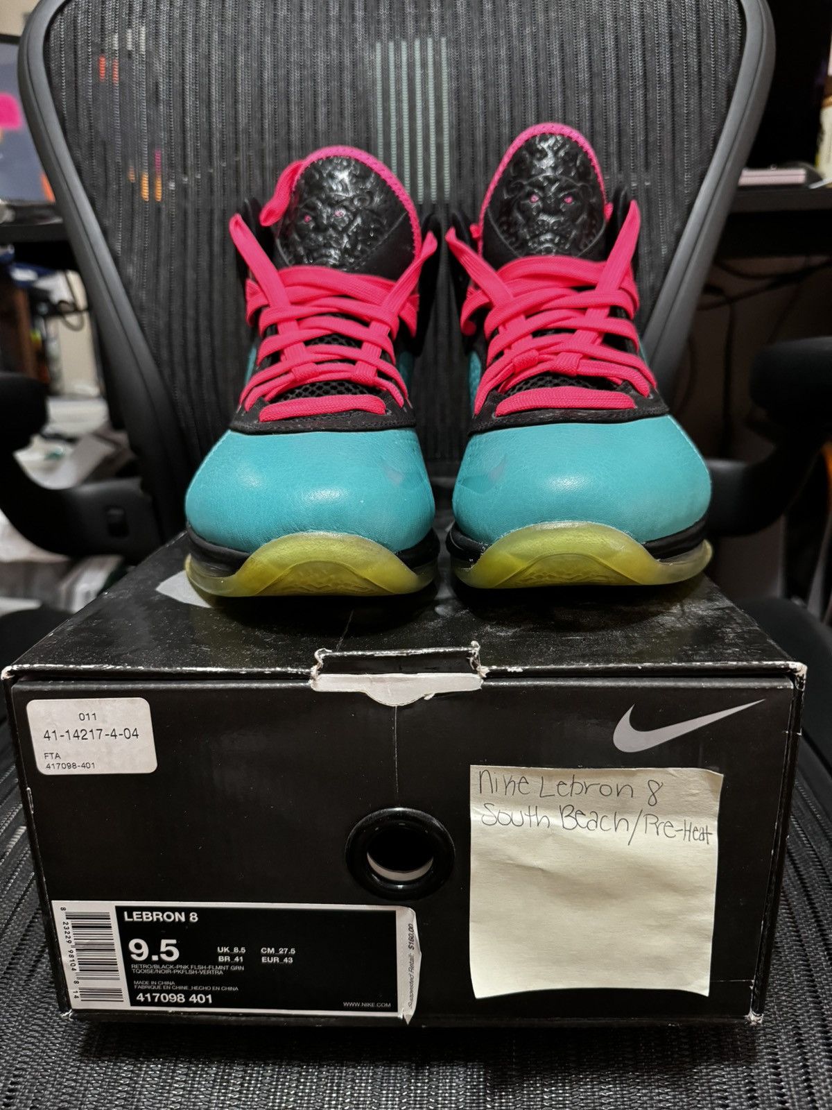 Nike Lebron 8 southbeach 2010 size 9.5 VNDS OG all Size US 9.5 / EU 42-43 - 3 Thumbnail