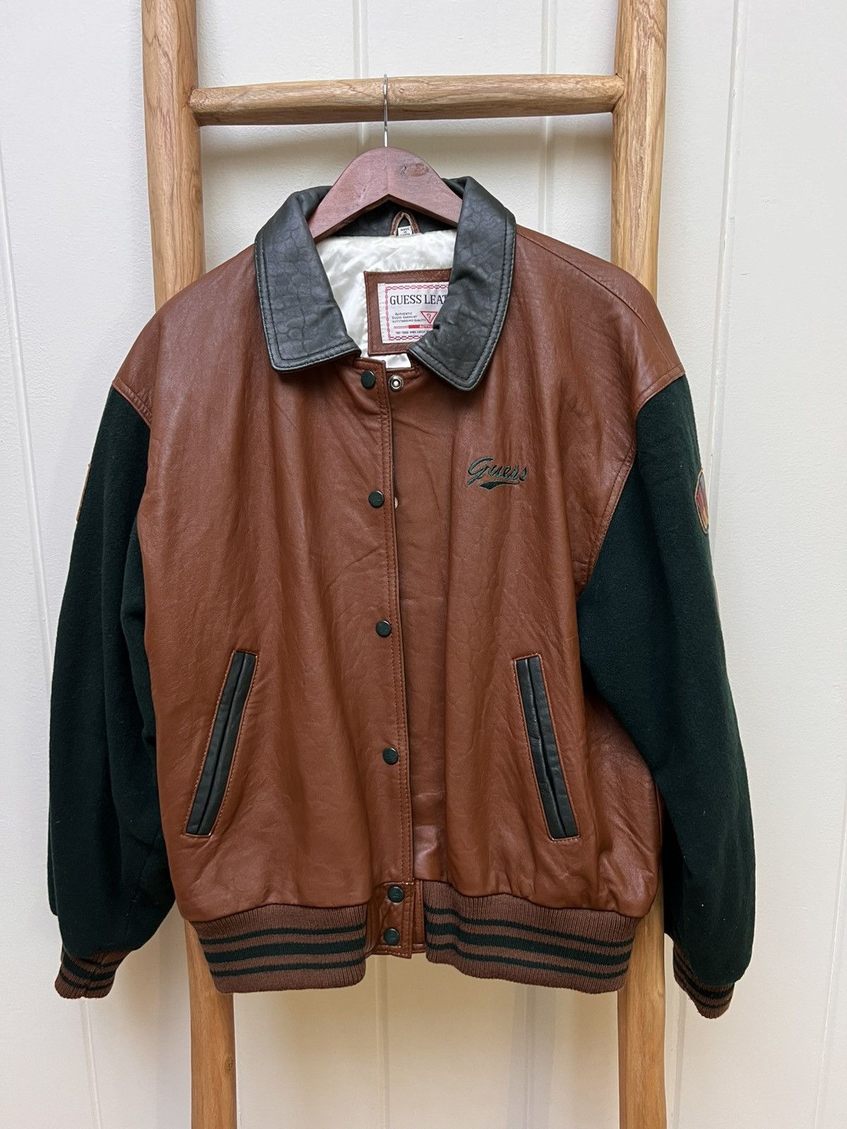 Guess VINTAGE GUESS LEATHER VARSITY JACKET Size US L / EU 52-54 / 3 - 4 Thumbnail