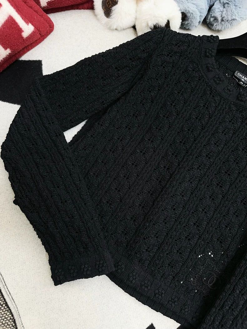 Chanel Chanel 24P black hollow flower knit crochet sweater Size XS / US 0-2 / IT 36-38 - 5 Thumbnail