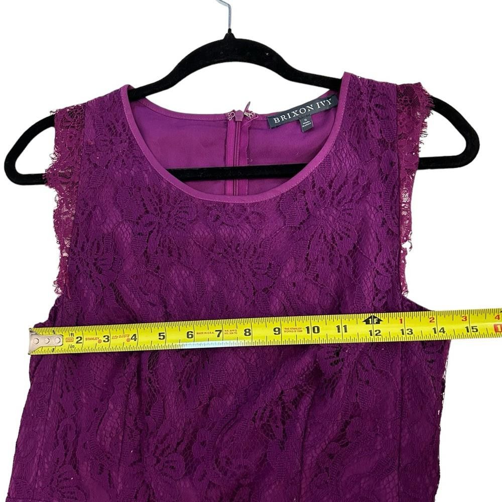 Designer Brixon Ivy l Purple Sleeve Lace Sheath Dress Small Size S / US 4 / IT 40 - 5 Thumbnail