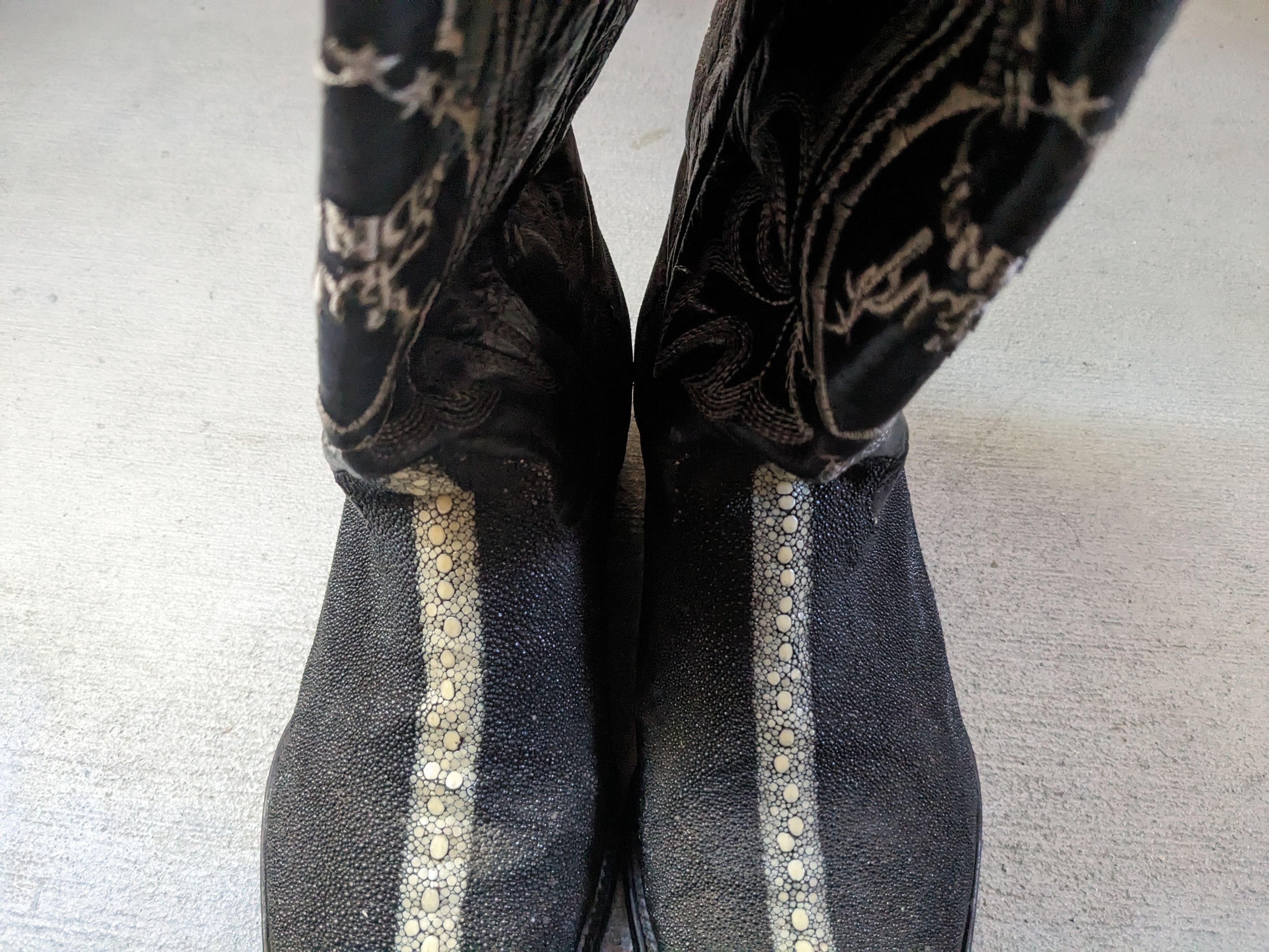 Vintage Black Stingray Cowboy Boots Leather 9.5 Botas Mexico Size US 9.5 / EU 42-43 - 7 Thumbnail