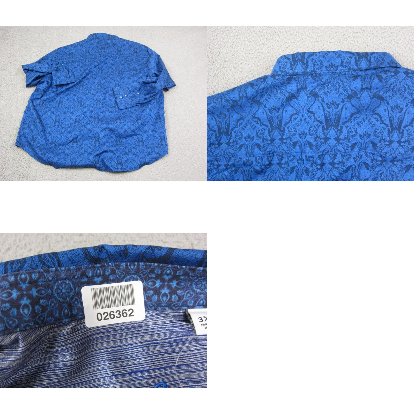 Robert Graham Robert Graham Shirt Mens 3XL Blue Highland Damask Jacquard Button Down Shirt Size US XXL / EU 58 / 5 - 9 Thumbnail