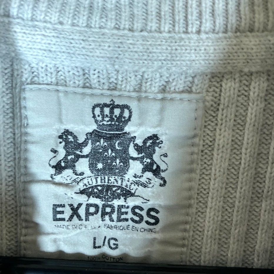 Express Express Mens Sweater L Heathered Gray Ribbed 1/4 Snap Mock Neck Long Sleeve Knit Pullover Casual Workwear -Mens Size US L / EU 52-54 / 3 - 6 Thumbnail