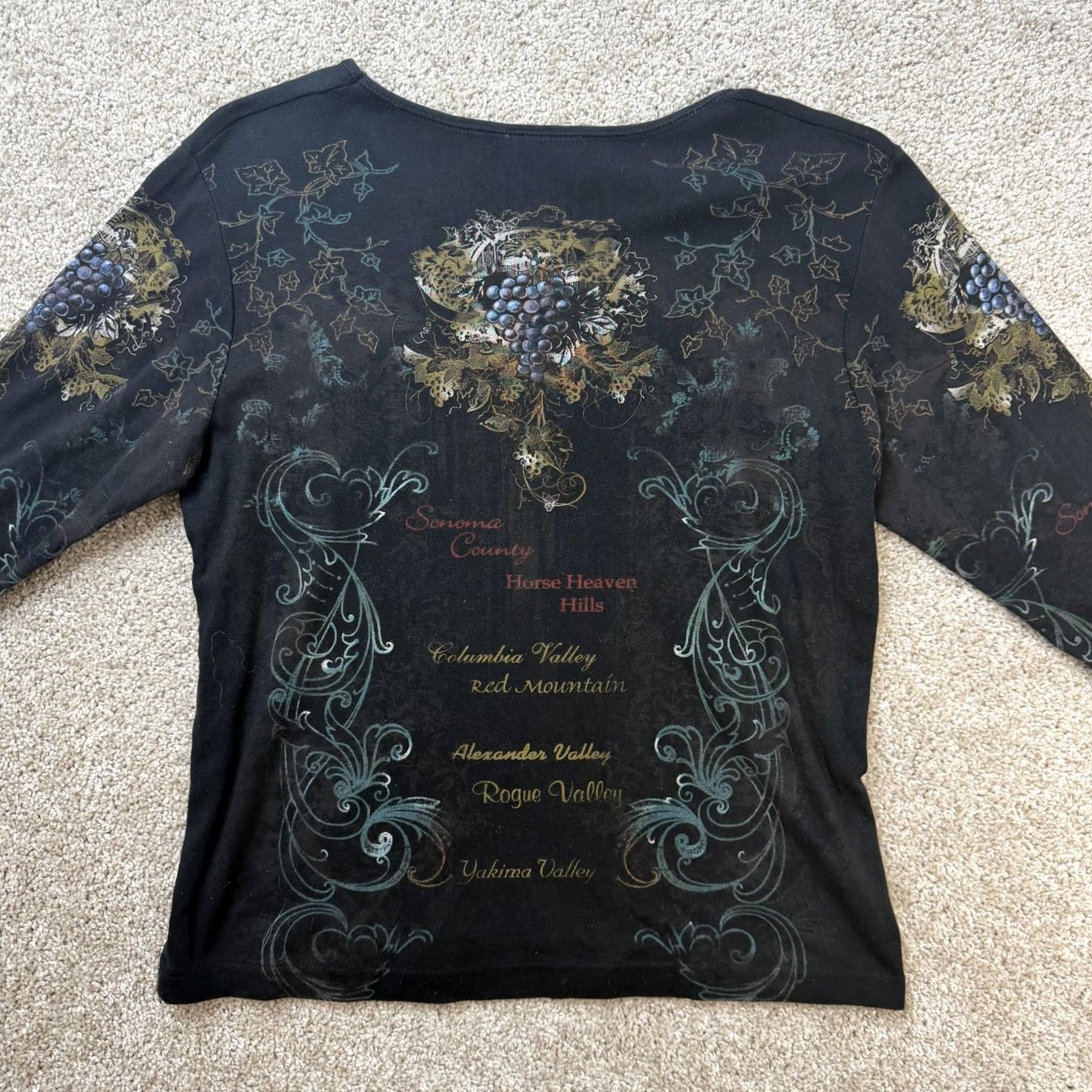 Vintage VINTAGE Y2K Cactus Bay Shirt Womens Large Black Cabernet Wine Rhinestone USA 3/4 Sleeve Size L / US 10 / IT 46 - 5 Thumbnail