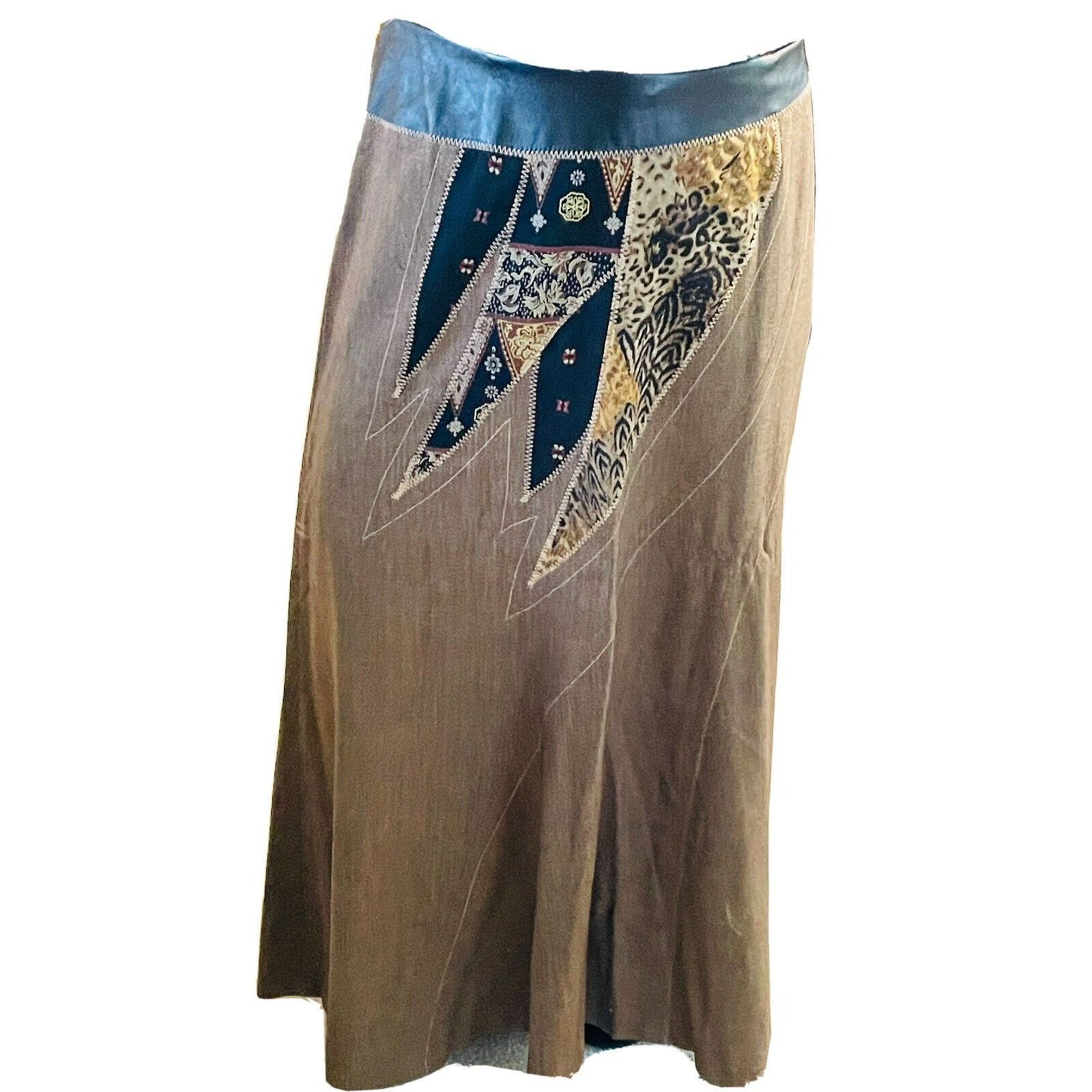 Other KOOS OF COURSE ART TO WEAR Skirt Tweed Animal Print Leather Size 42" / US 20 - 2 Thumbnail