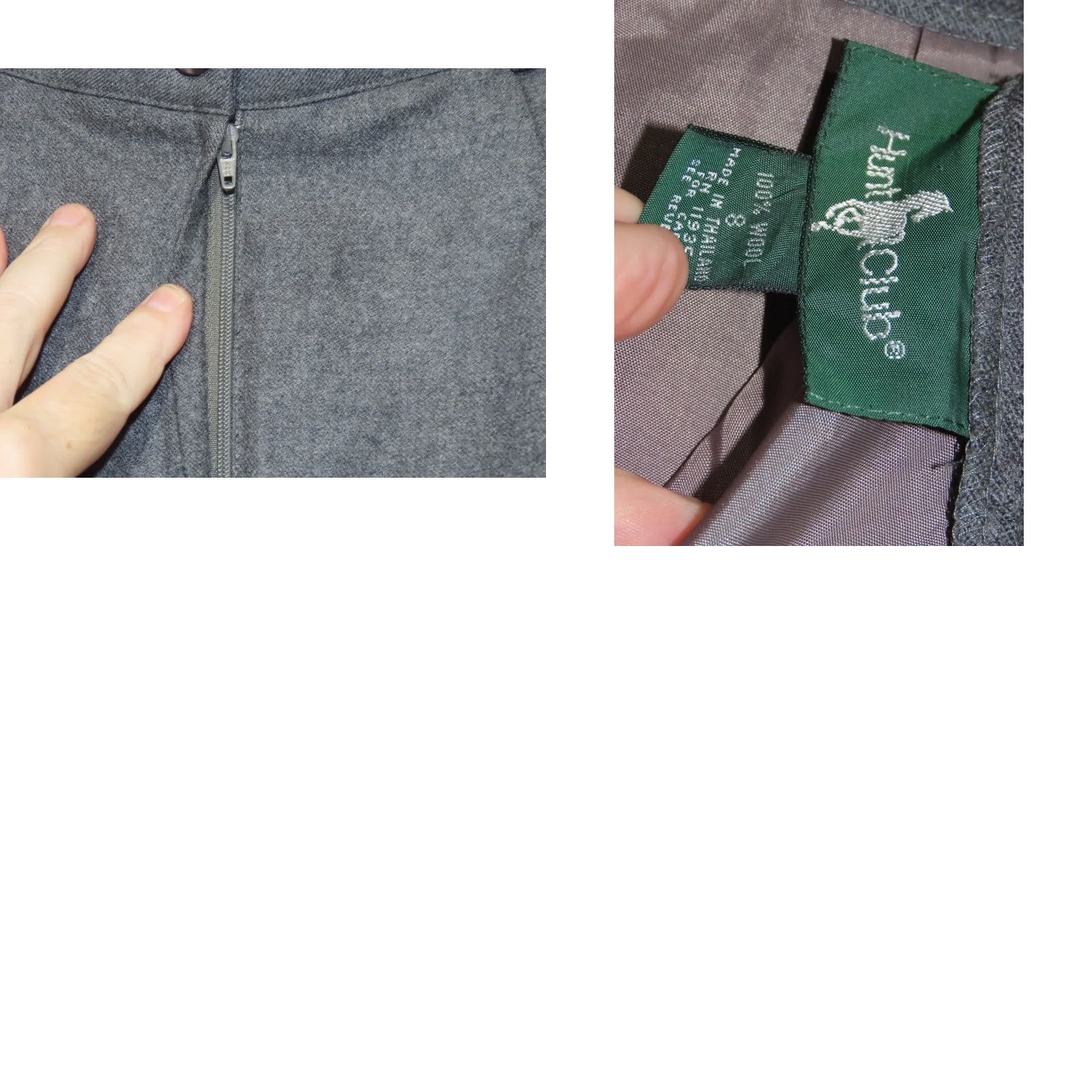 Vintage Hunt Club Skirt 100% Wool Size 8 Pleated Gray Women Long Zipper Dry Clean Only Regular Knit Size 30" / US 8 / IT 44 - 8 Thumbnail