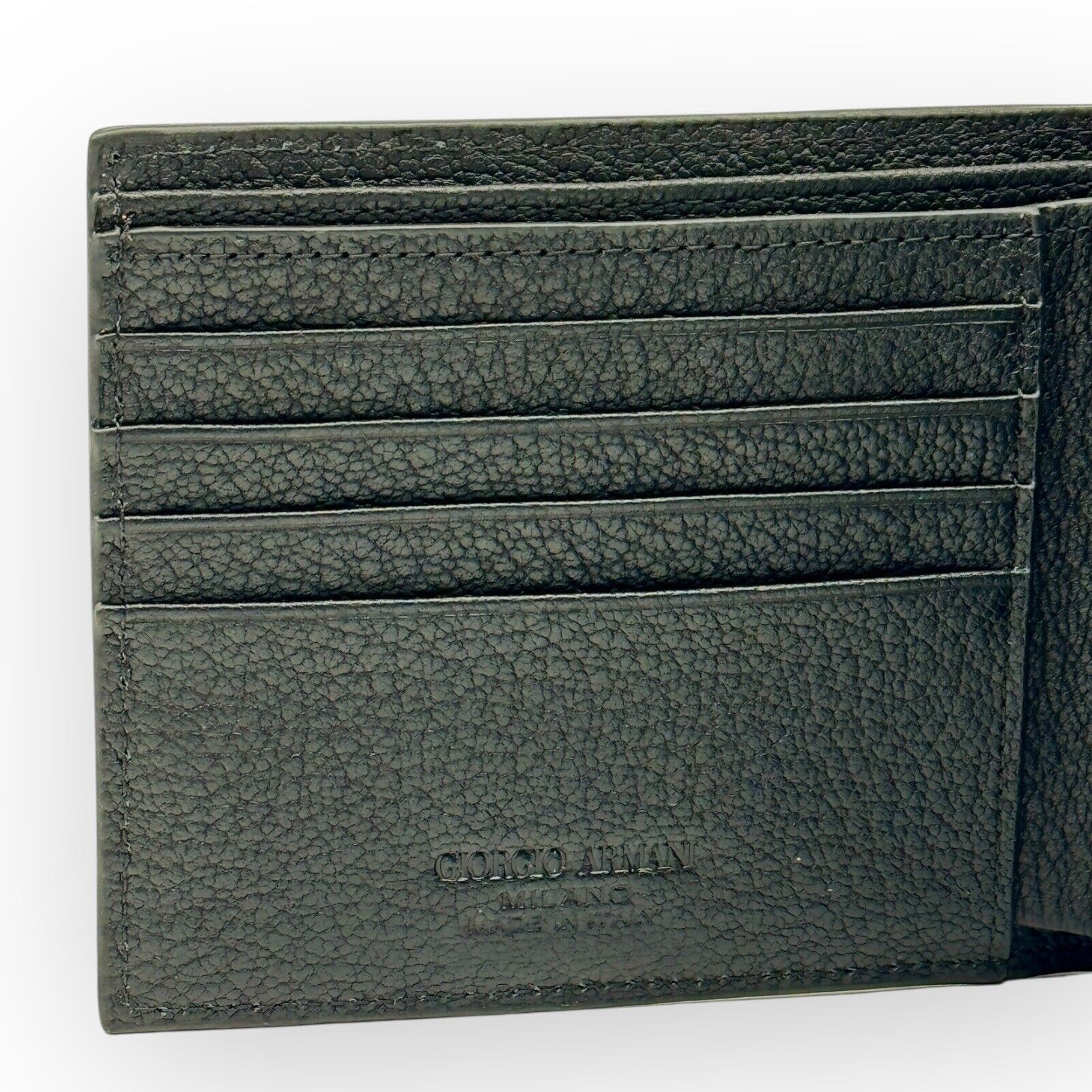 Giorgio Armani Black Textured Leather Bi-fold Mens Wallet Authentic Size ONE SIZE - 6 Thumbnail