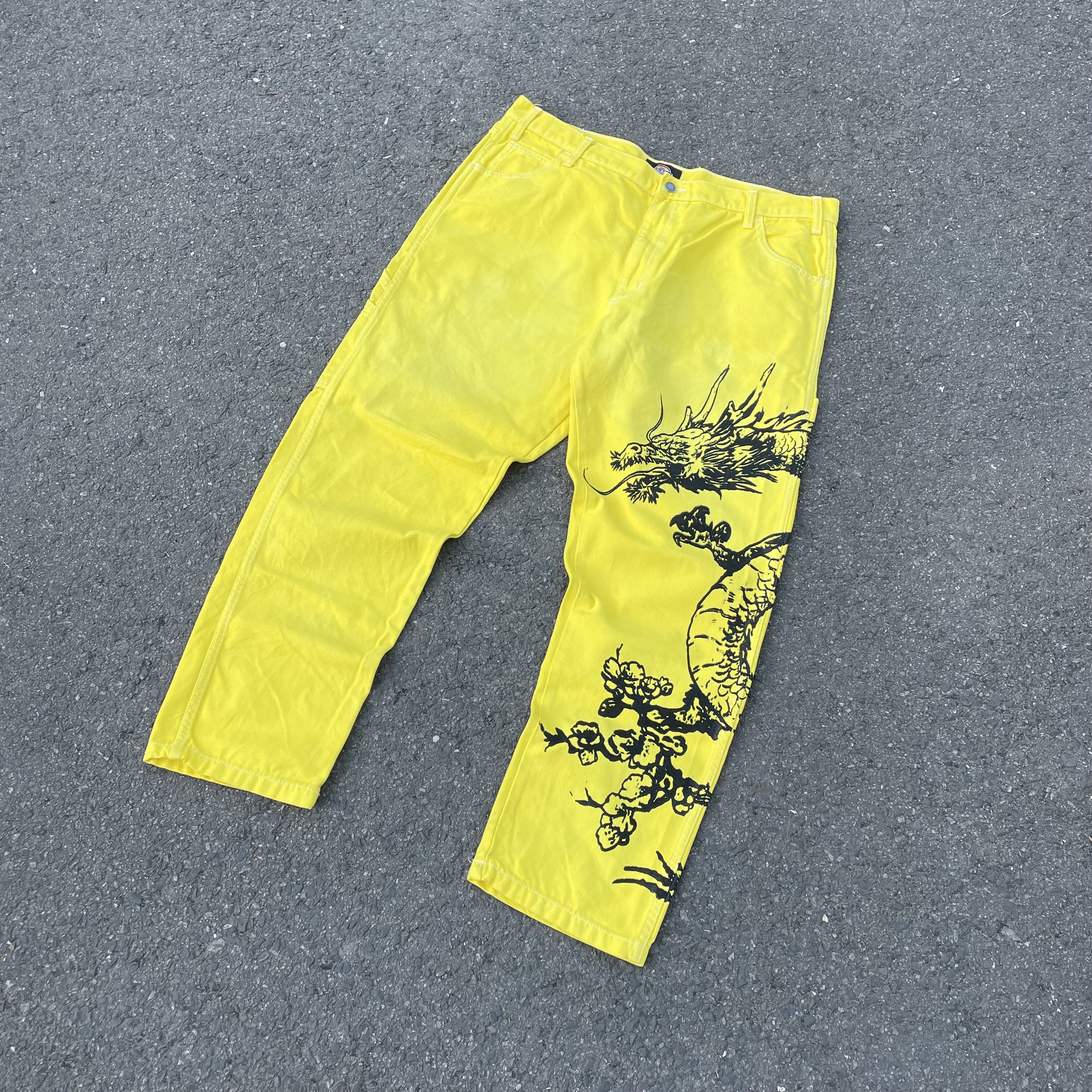 Dickies Dickies Custom Yellow Dragon Pants Graphic Bleach Wash Y2K Size US 38 / EU 54 - 5 Thumbnail