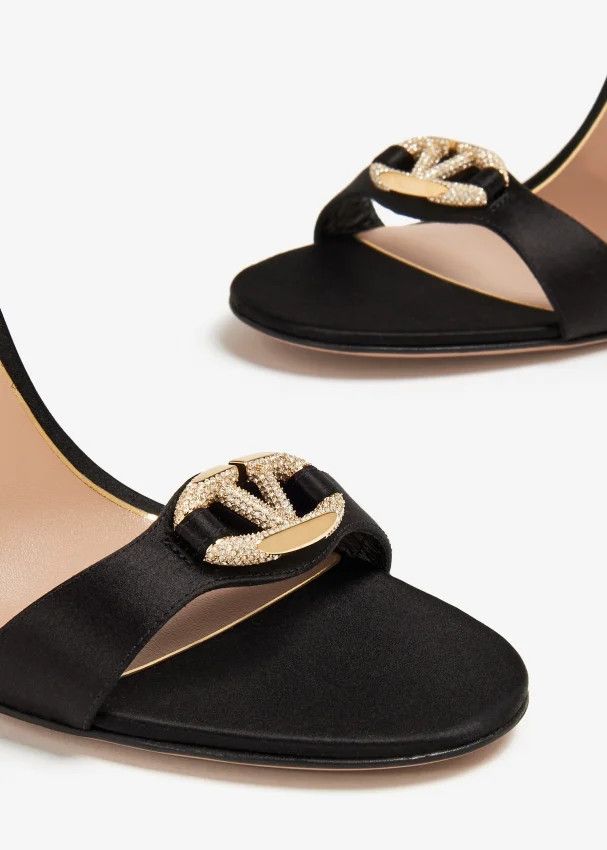 Valentino o1s22i1n0924 Vlogo Signature Satin Sandals in Black Size US 11 / IT 41 - 2 Thumbnail