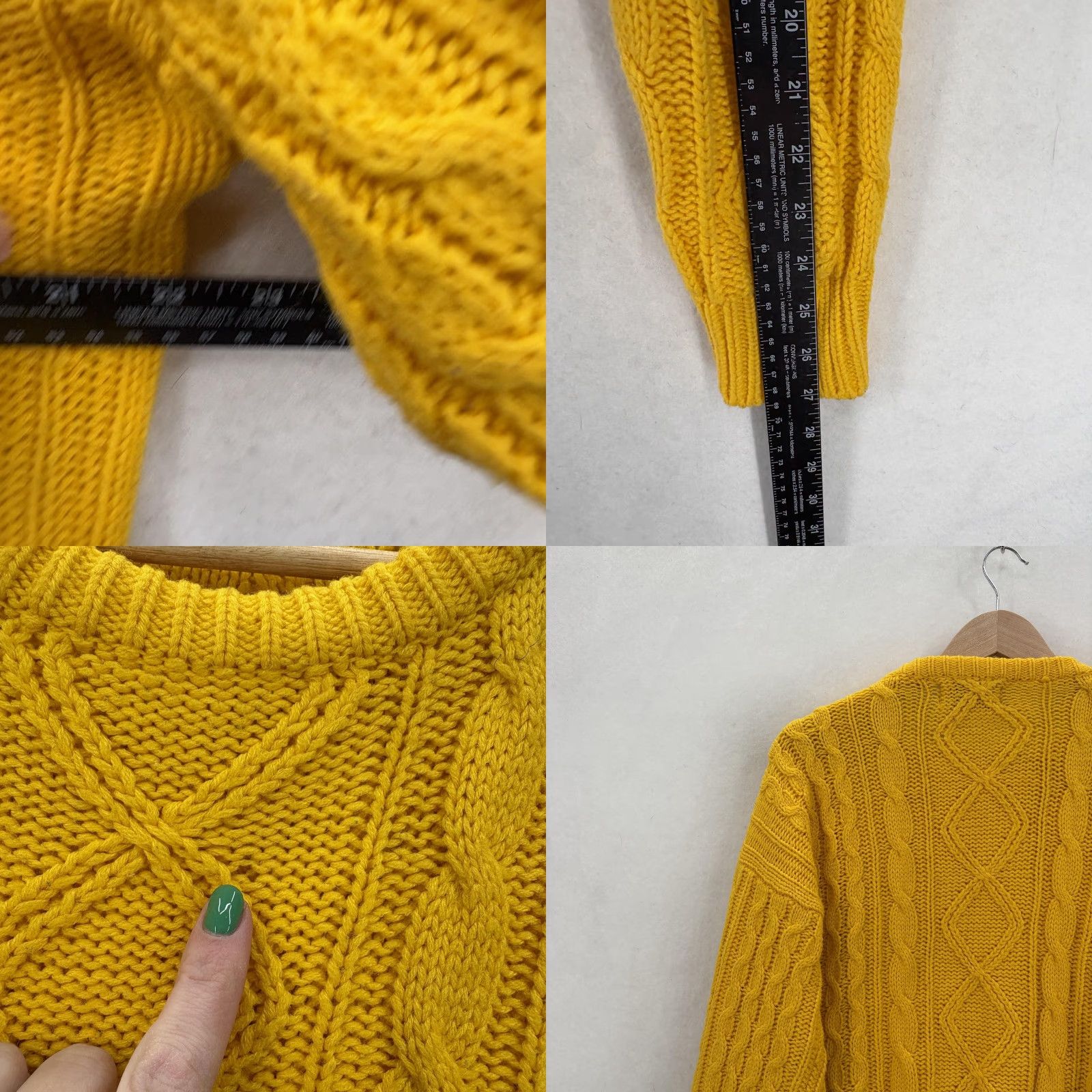 Arrow VINTAGE Shelter Bay by Arrow Sweater Mens Medium Yellow Cable-Knit Crew Neck 90s Fisherman Lightweight Knit Pullover Casual Size US M / EU 48-50 / 2 - 8 Thumbnail