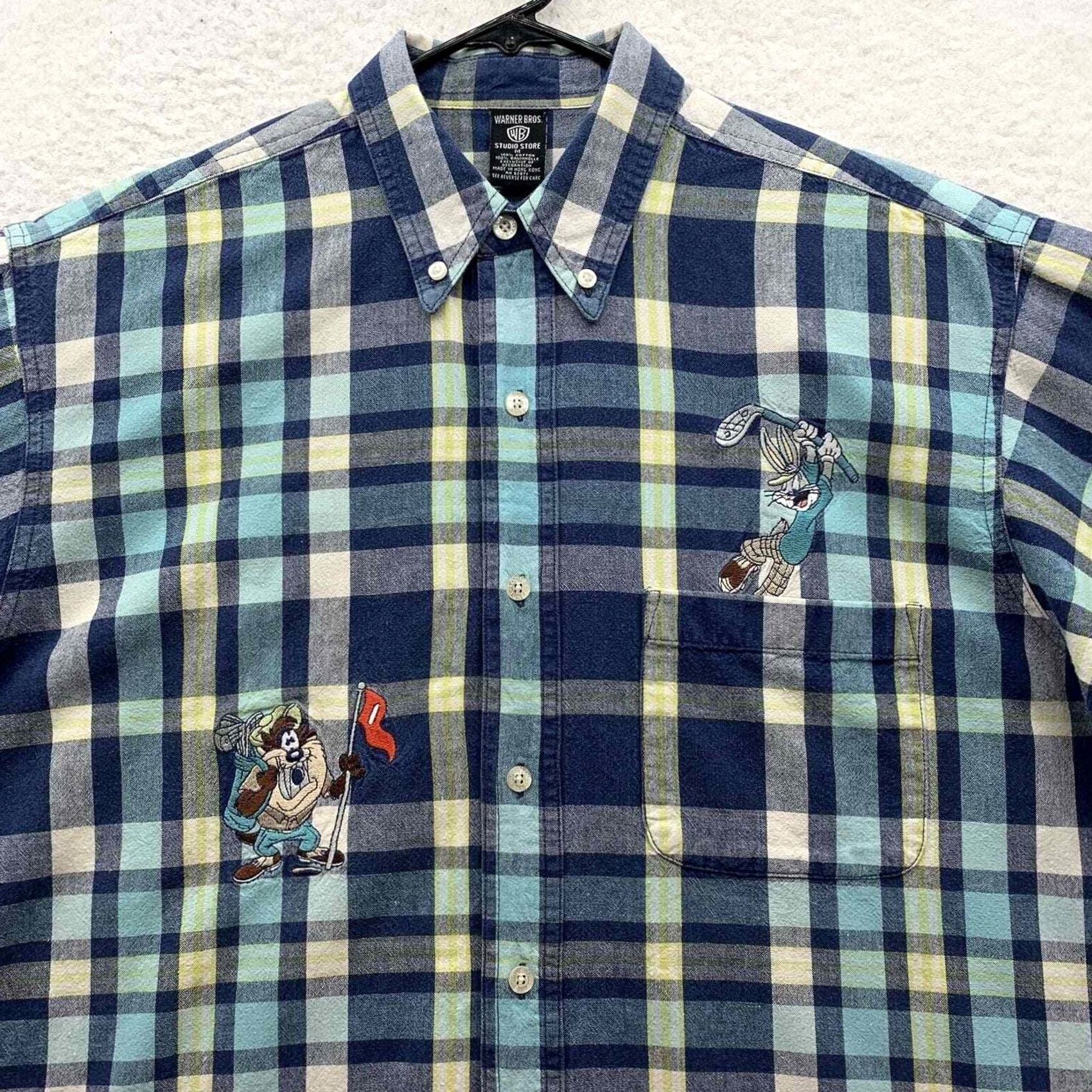 Vintage VINTAGE Warner Bros Shirt Mens Medium Blue Bugs Bunny Tasmanian Devil Golf Size US M / EU 48-50 / 2 - 2 Thumbnail