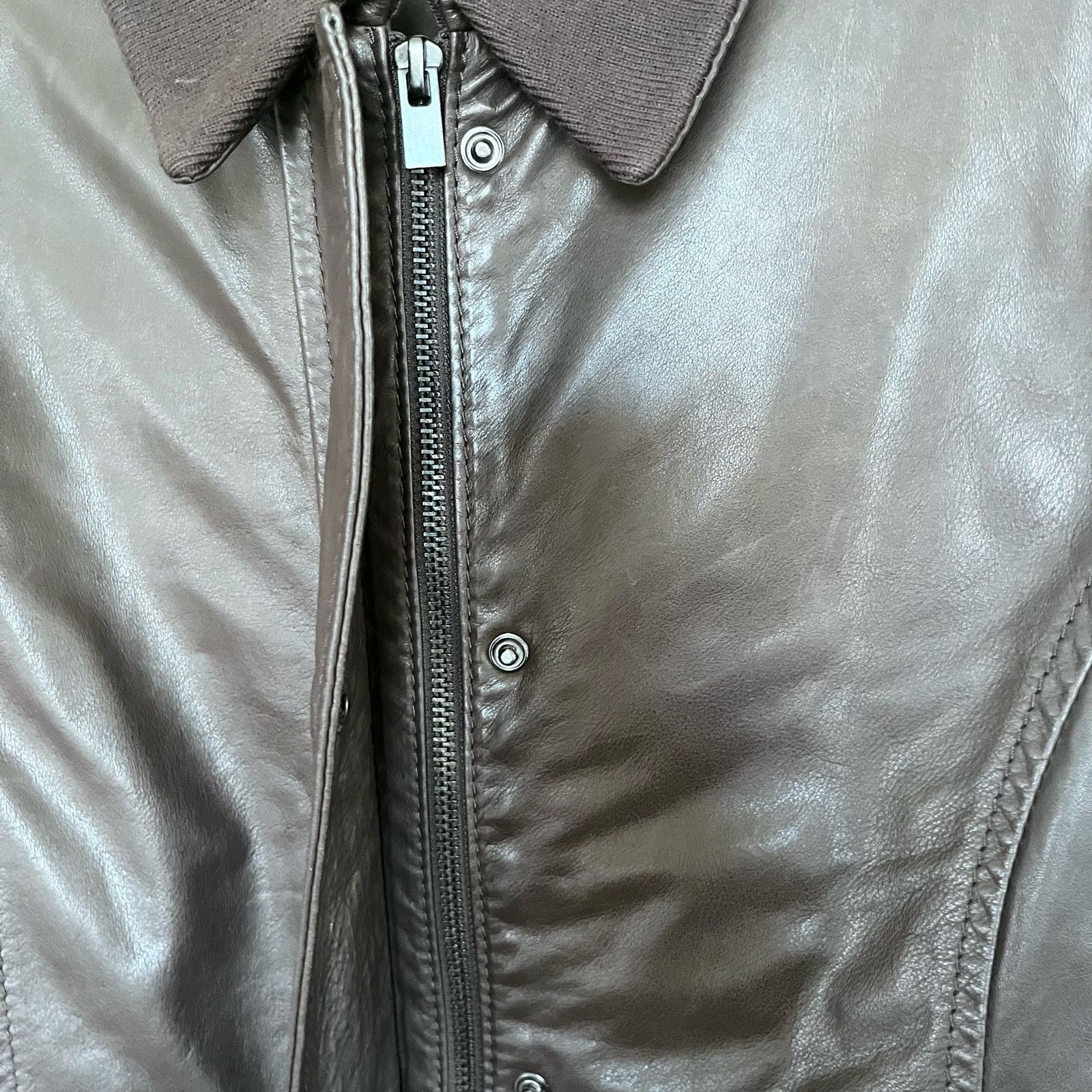 Theory Theory Leather Full Zip Seam Sealed Bomber Jacket Brown Size US L / EU 52-54 / 3 - 2 Thumbnail