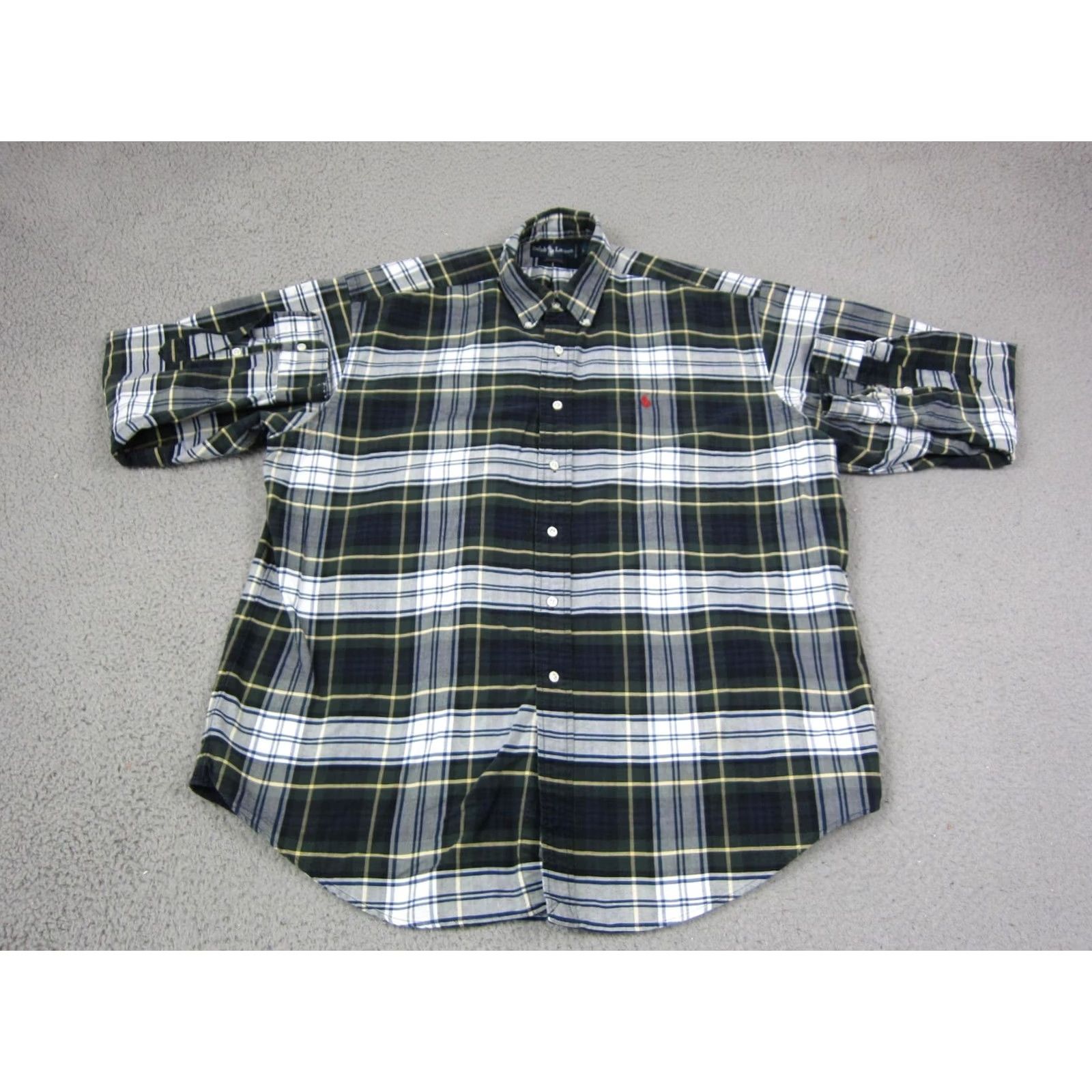 Ralph Lauren VINTAGE Ralph Lauren Shirt Plaid Button-Up Polo Ralph Lauren Mens Large Green 90s Preppy Classic Casual Long Sleeve Credit: Size US L / EU 52-54 / 3 - 2 Thumbnail