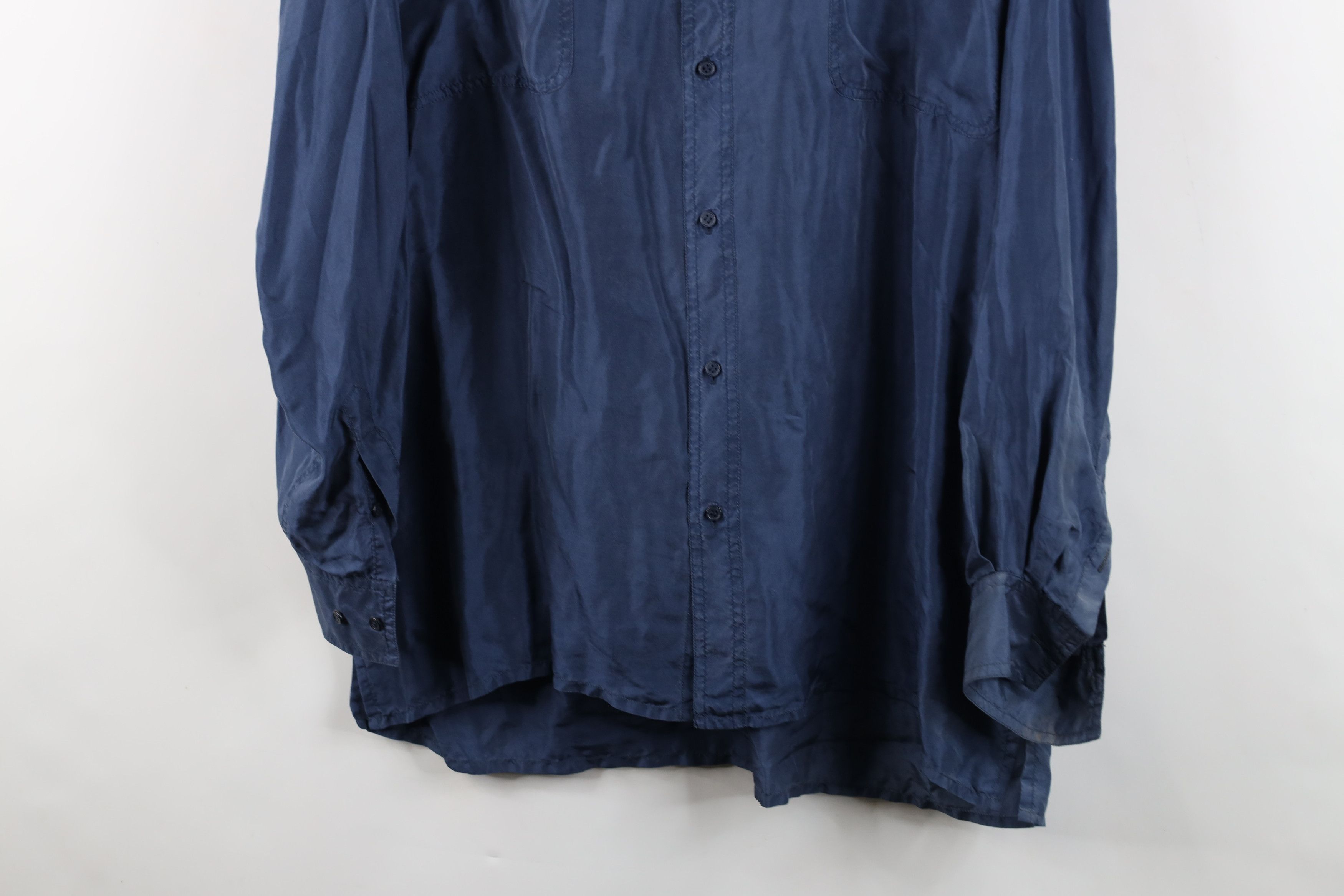 Vintage Vintage 90s Streetwear Baggy Silk Collared Button Shirt Blue Size US XL / EU 56 / 4 - 3 Thumbnail