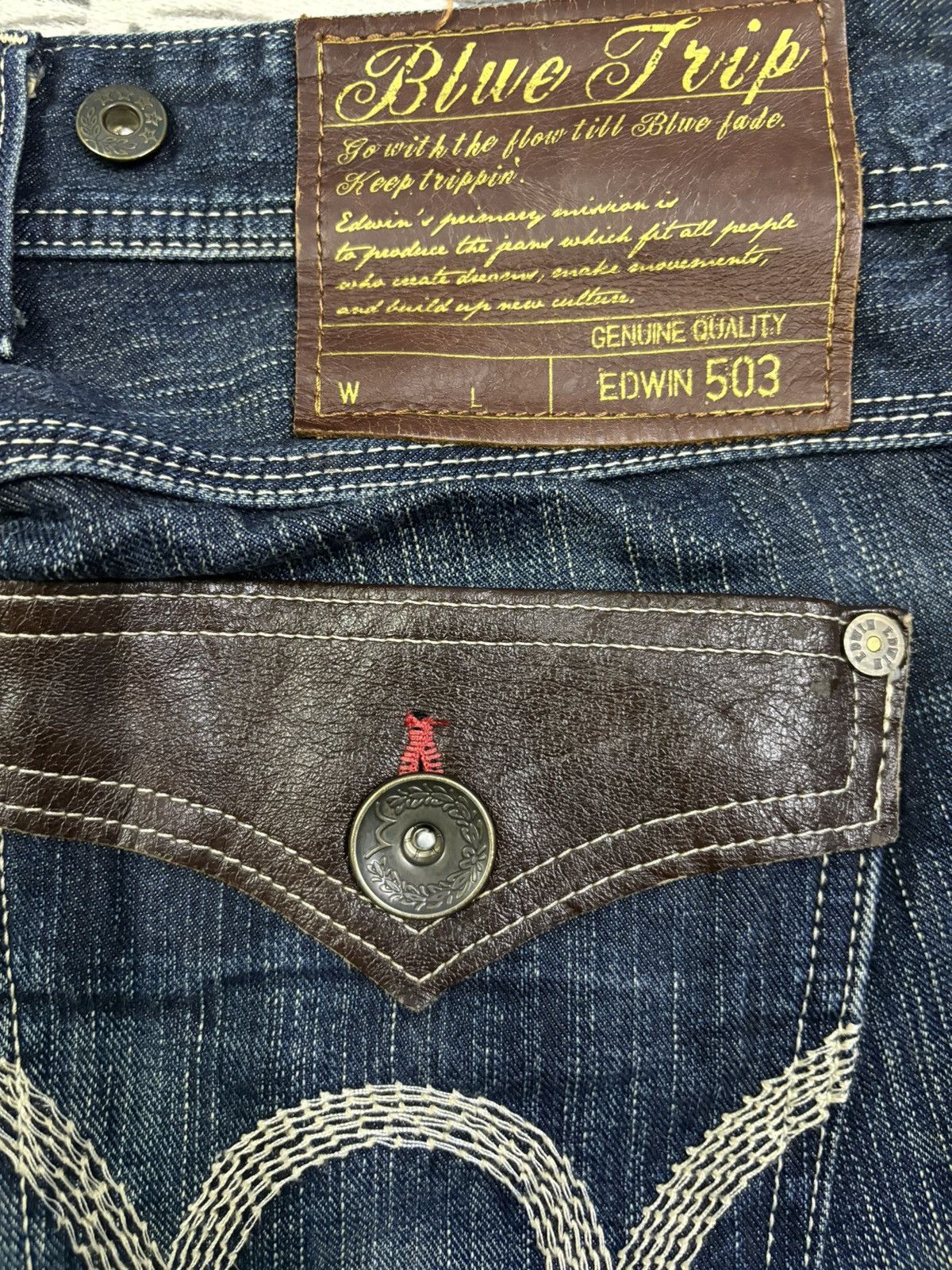 Edwin Y2K Edwin 503 BlueTrip Paint Splatter Baggy Distressed Jeans Size US 30 / EU 46 - 12 Thumbnail