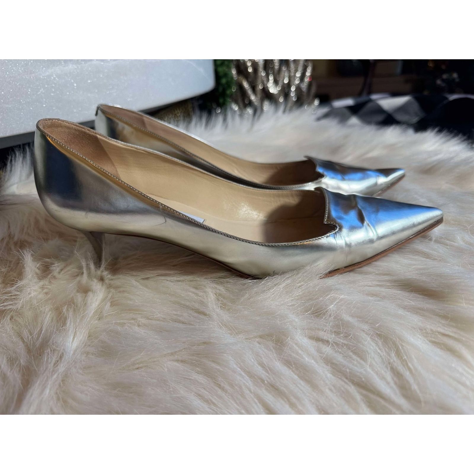 Jimmy Choo Jimmy Choo Silver Kitten Heels – Durable w/Protectors Size US 9 / IT 39 - 6 Thumbnail