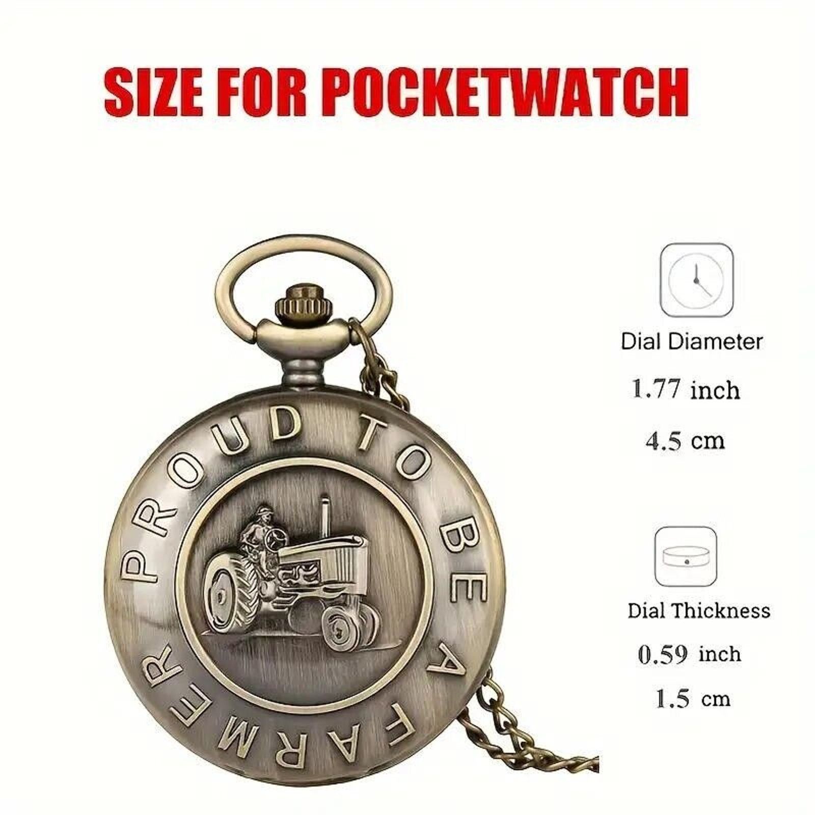 Other Retro Style Bronze 'Proud To Be A Farmer' Pocket Watch Size ONE SIZE - 6 Thumbnail