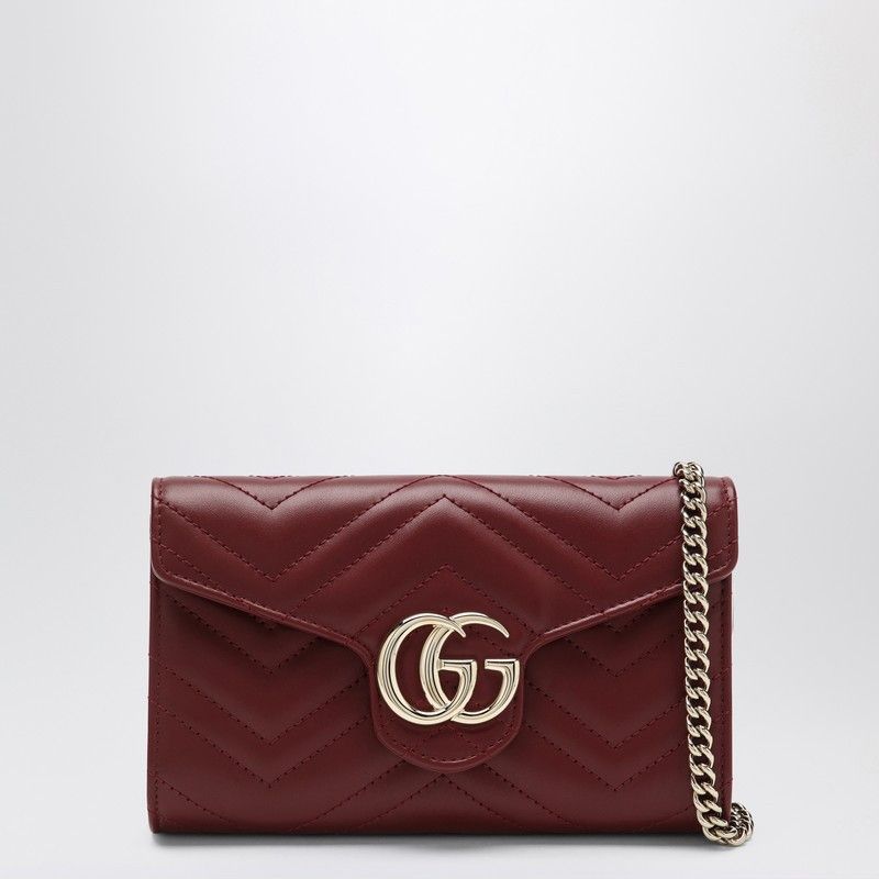 ヘアアクセサリー GUCCI GG Marmont Wallet Red Anchor with Chain GG Marmont wallet on chain in Rosso Ancora red leather