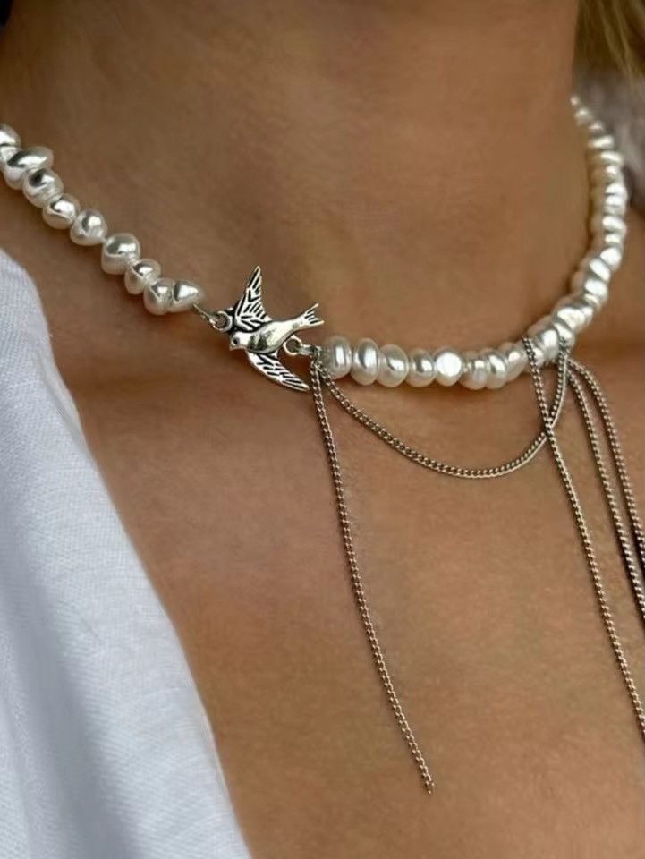 Jewelry Charm Hip Hop Peace Dove Tassel Alien Imitation Pearl Beads Size ONE SIZE - 1 Thumbnail