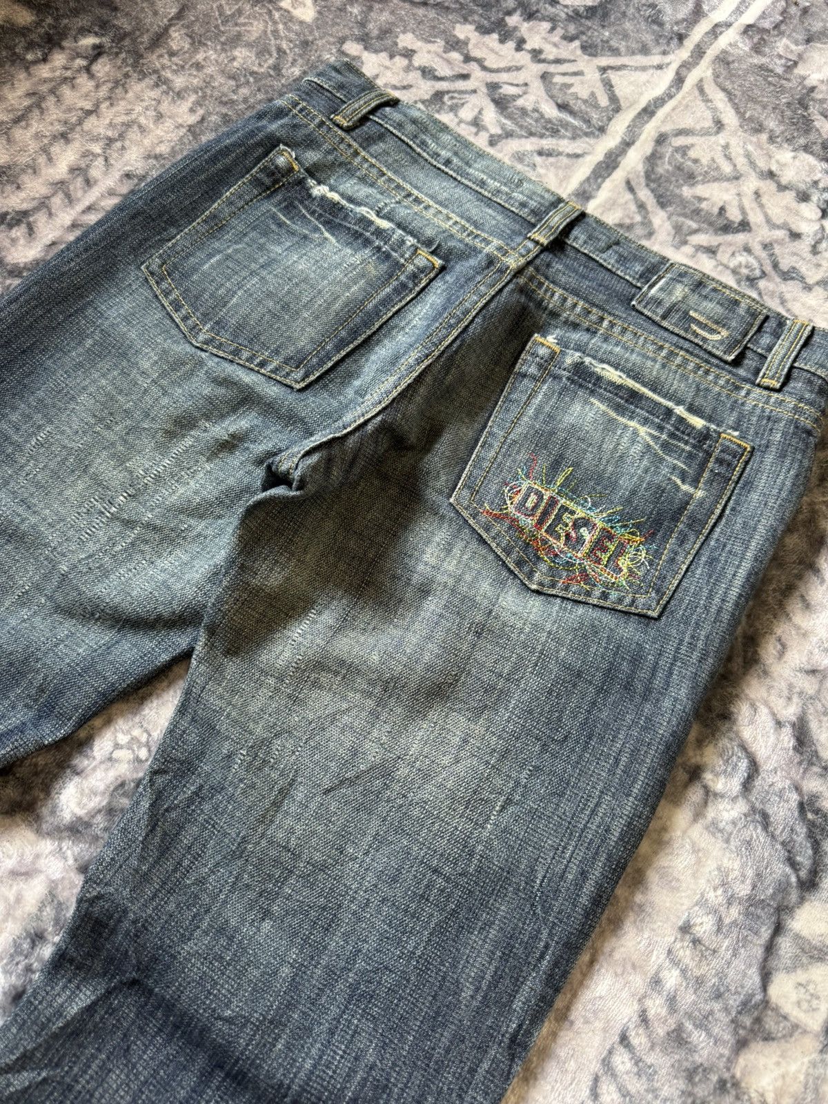 Diesel Vintage Diesel Boro Weave Distressed Flared Jeans Size US 29 - 16 Thumbnail