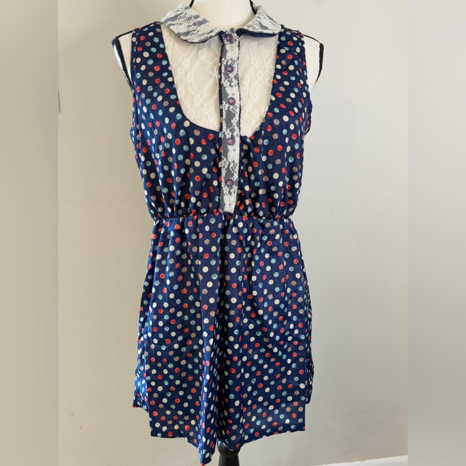 Other Dorothy USA Polka Dot Sleeveless Dress Lace semi sheer SZ LG Size L / US 10 / IT 46 - 1 Thumbnail