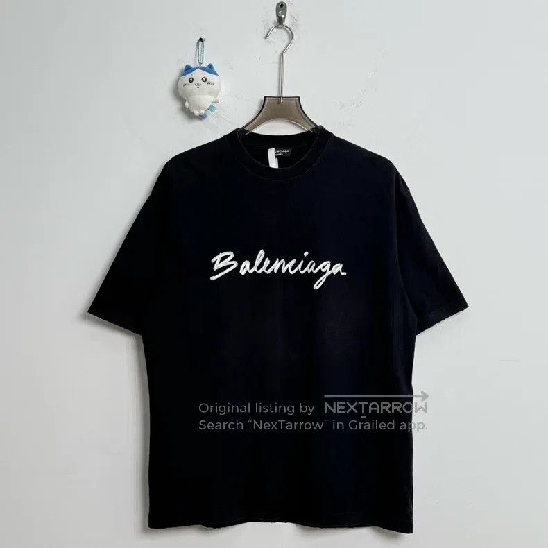 Balenciaga Balenciaga Black Graffiti Logo Short Sleeve Size US S / EU 44-46 / 1 - 1 Thumbnail