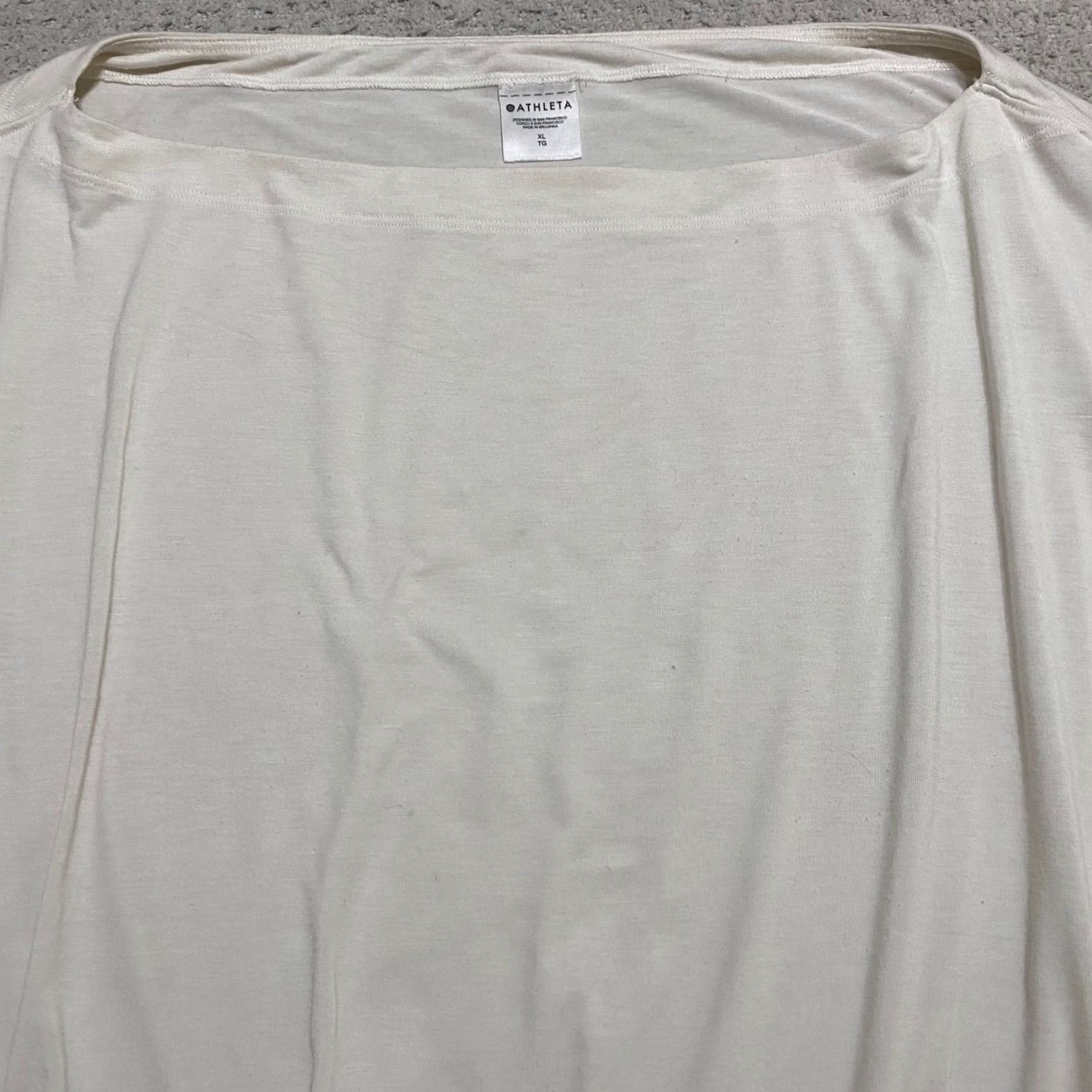 Athleta Athleta Shirt Womens XL White Solid Boat Neck Long Sleeve Cropped Cinch Size XL / US 12-14 / IT 48-50 - 6 Thumbnail