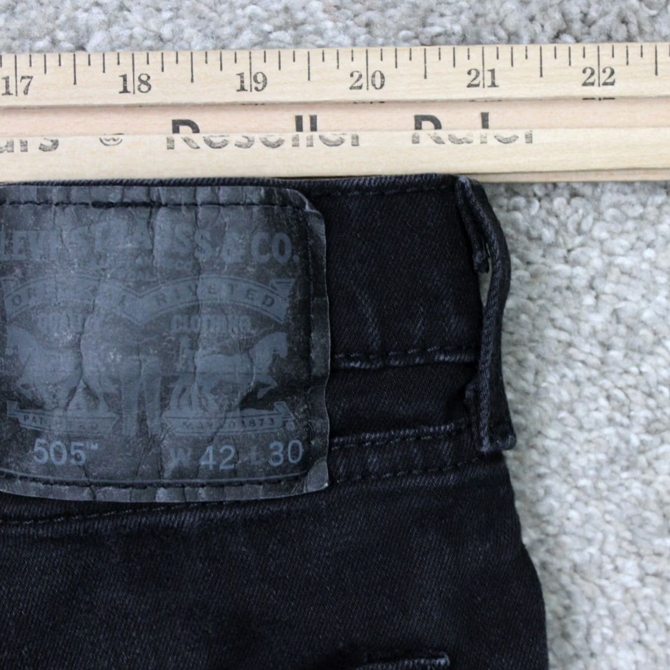 Levi's Levi's 505 Jeans Mens 42x30 Black Regular Fit Straight Leg Denim Cotton Stretch Size US 42 / EU 58 - 7 Thumbnail