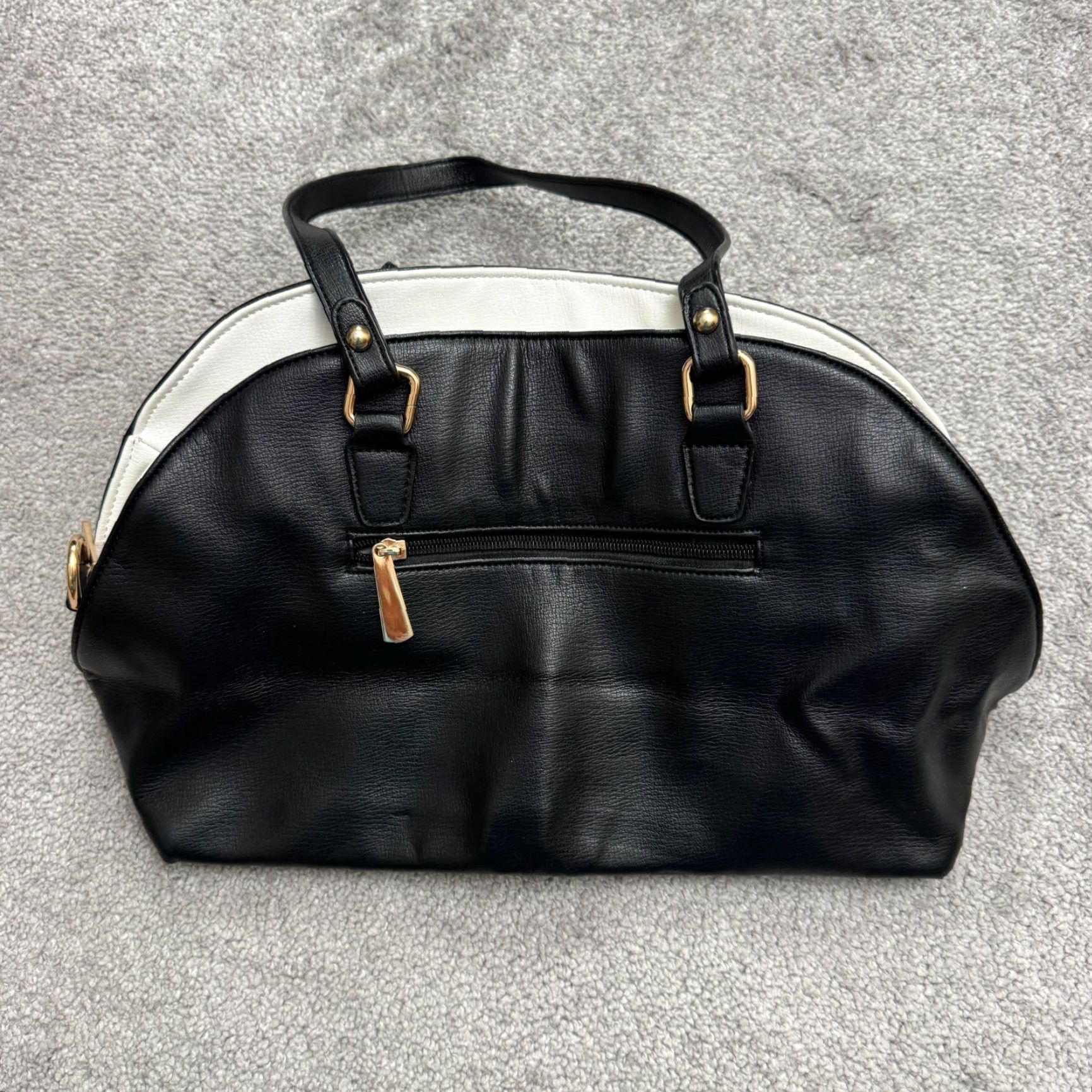 Vintage VINTAGE Amy & Joey Leather Tote Bag Women Medium Black Patches Graphic Statement Chic Size ONE SIZE - 2 Thumbnail