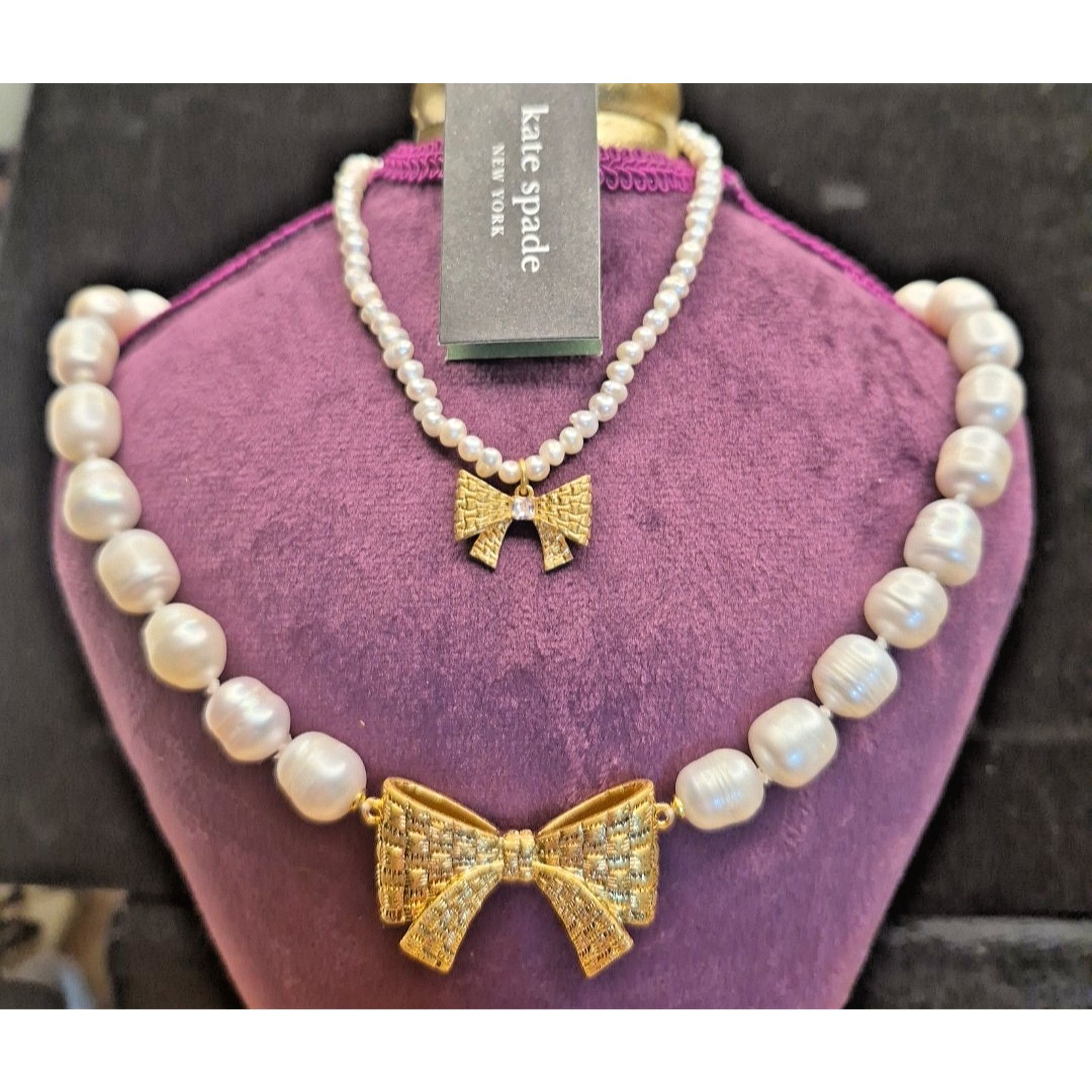 Kate Spade Kate Spade Natural Pearl Gold Bow Necklace & Bracelet Set Size ONE SIZE - 1 Thumbnail