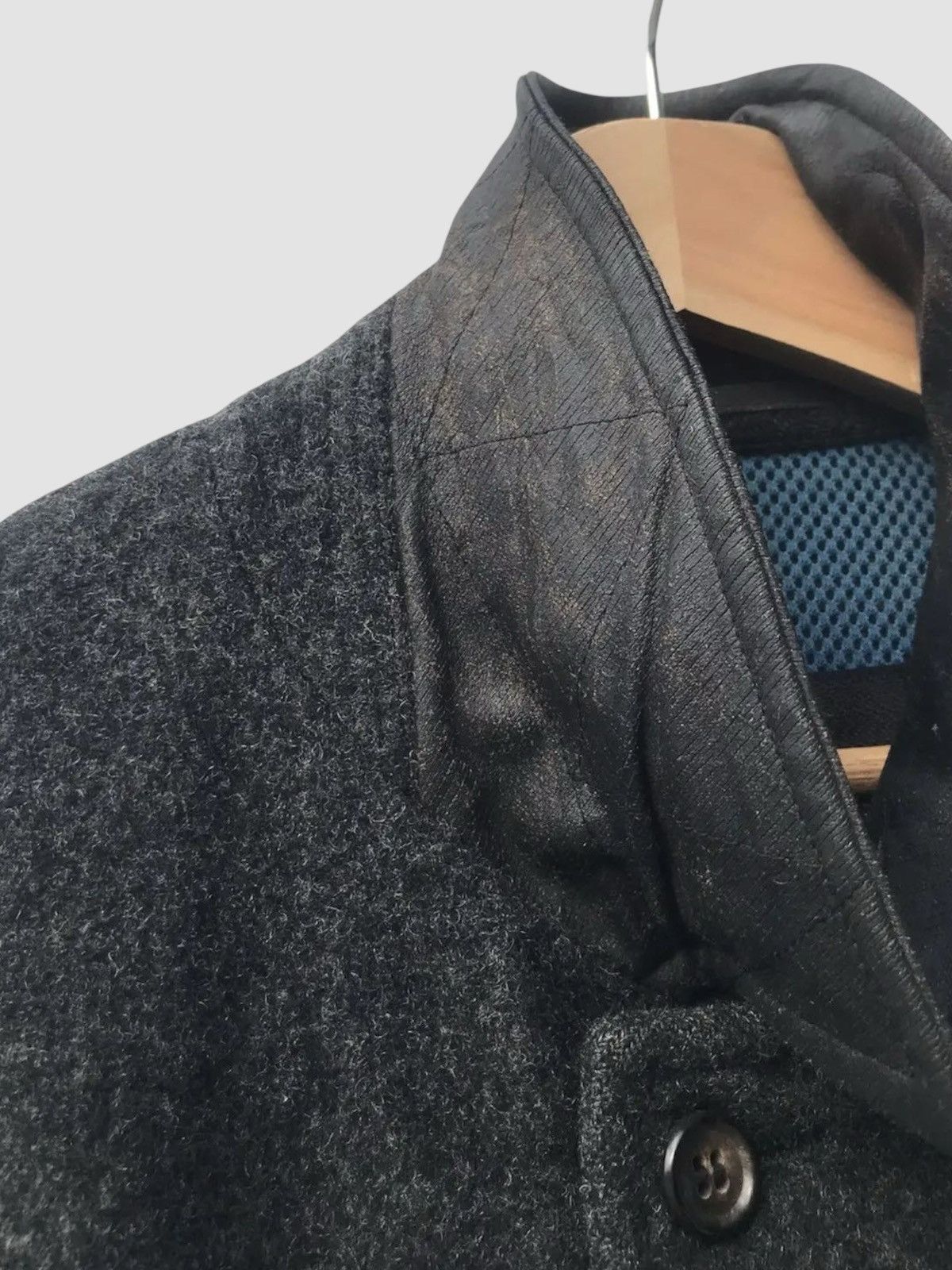 Comme des Garcons Homme Plus Archive AD1995 CdG Homme Plus Leather Collar Wool Coat Size US M / EU 48-50 / 2 - 10 Thumbnail