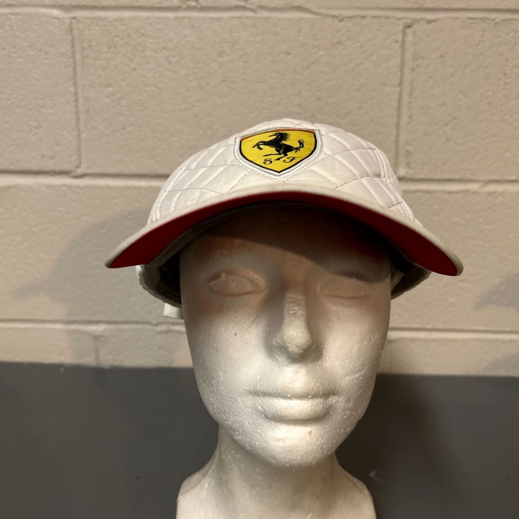 Ferrari VINTAGE Ferrari Hat Cap Scuderia Ferrari Formula 1 F1 Quilted Logo White OSFA Mens Size ONE SIZE - 2 Thumbnail