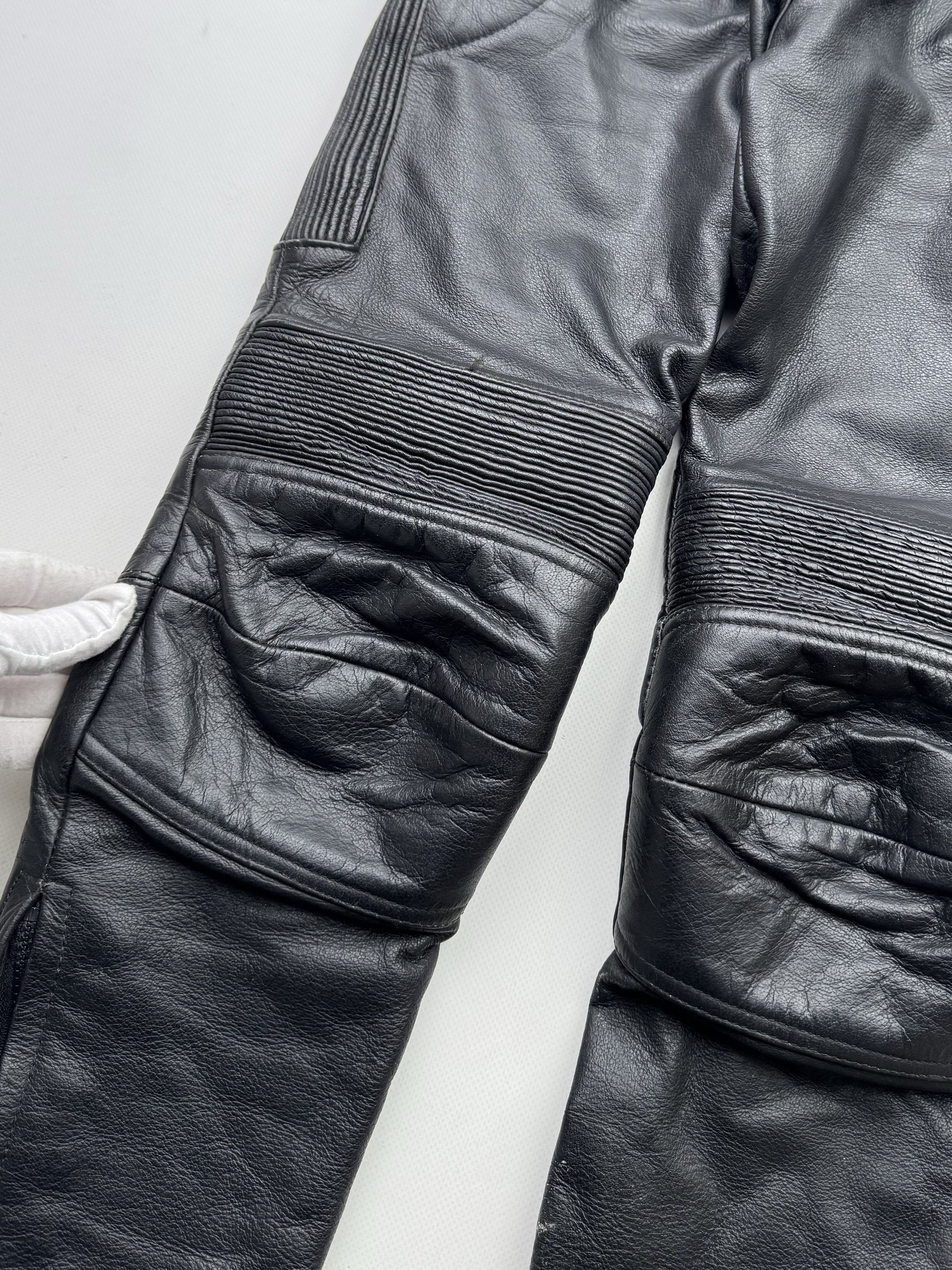 Vintage 90's Leather Biker Pants B508(V321)E2 Size 25" / US 0 / IT 36 - 4 Thumbnail