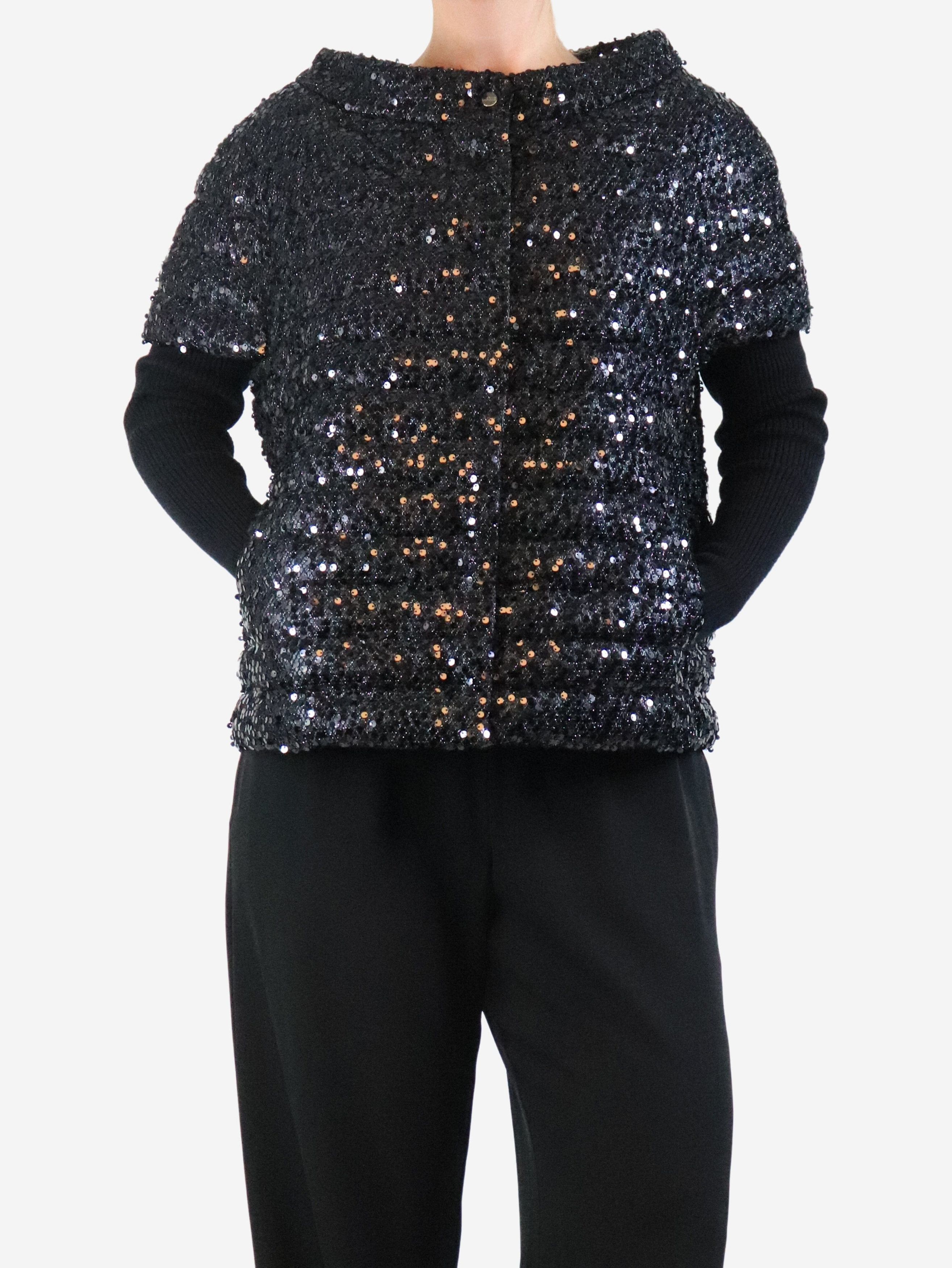 Herno Black sequin puffer vest - UK 14 Size L / US 10 / IT 46 - 1 Thumbnail
