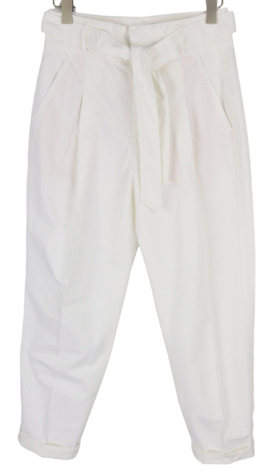 Polo Ralph Lauren W27 White Turn-Up Belted Pleated Trousers 84708 Size 27" / US 4 / IT 40 - 1 Thumbnail