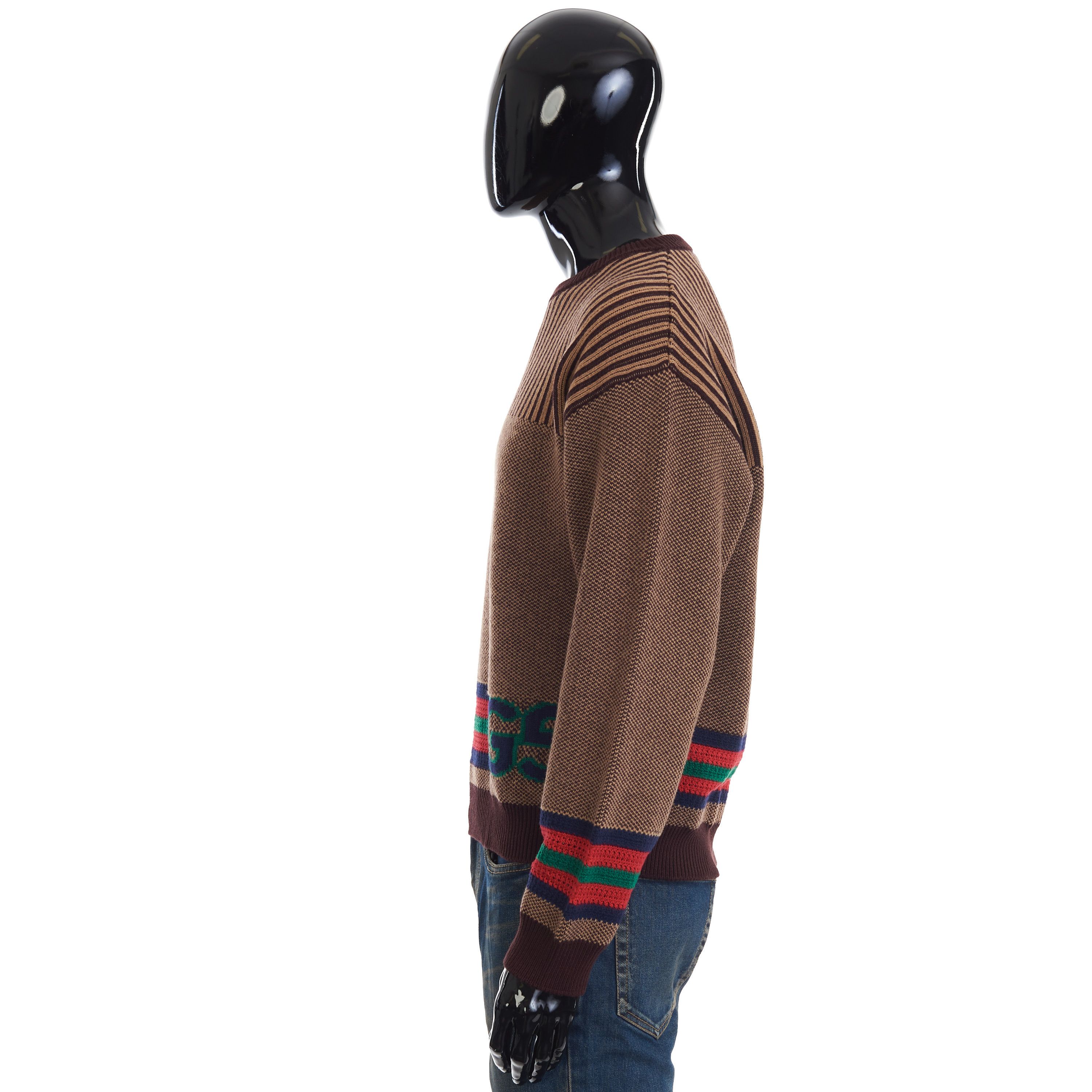 Gucci Cotton Wool Jumper With GG In Brown And Camel Size US S / EU 44-46 / 1 - 3 Thumbnail