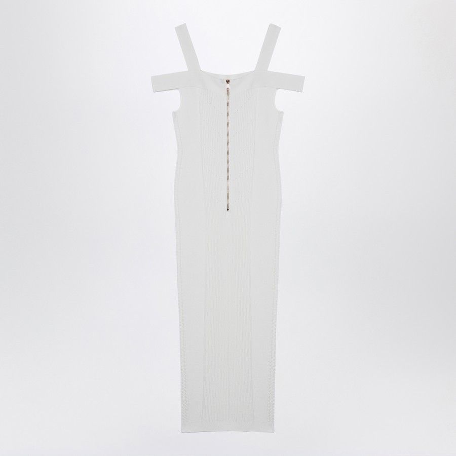 Balmain o1d2blof0824 Knit Dress with Double Straps in White Size XS / US 0-2 / IT 36-38 - 2 Thumbnail