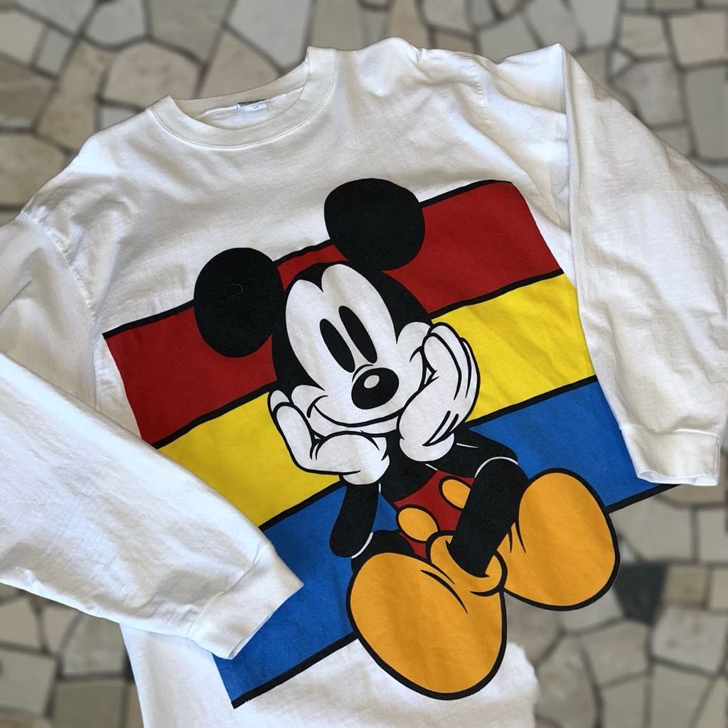 Disney VINTAGE Disney Mickey Mouse Tee White T-Shirt Men’s L/XL Crew Neck Long Sleeve Logo Graphic Print 1980s Disneyland Candy? Size US L / EU 52-54 / 3 - 1 Thumbnail