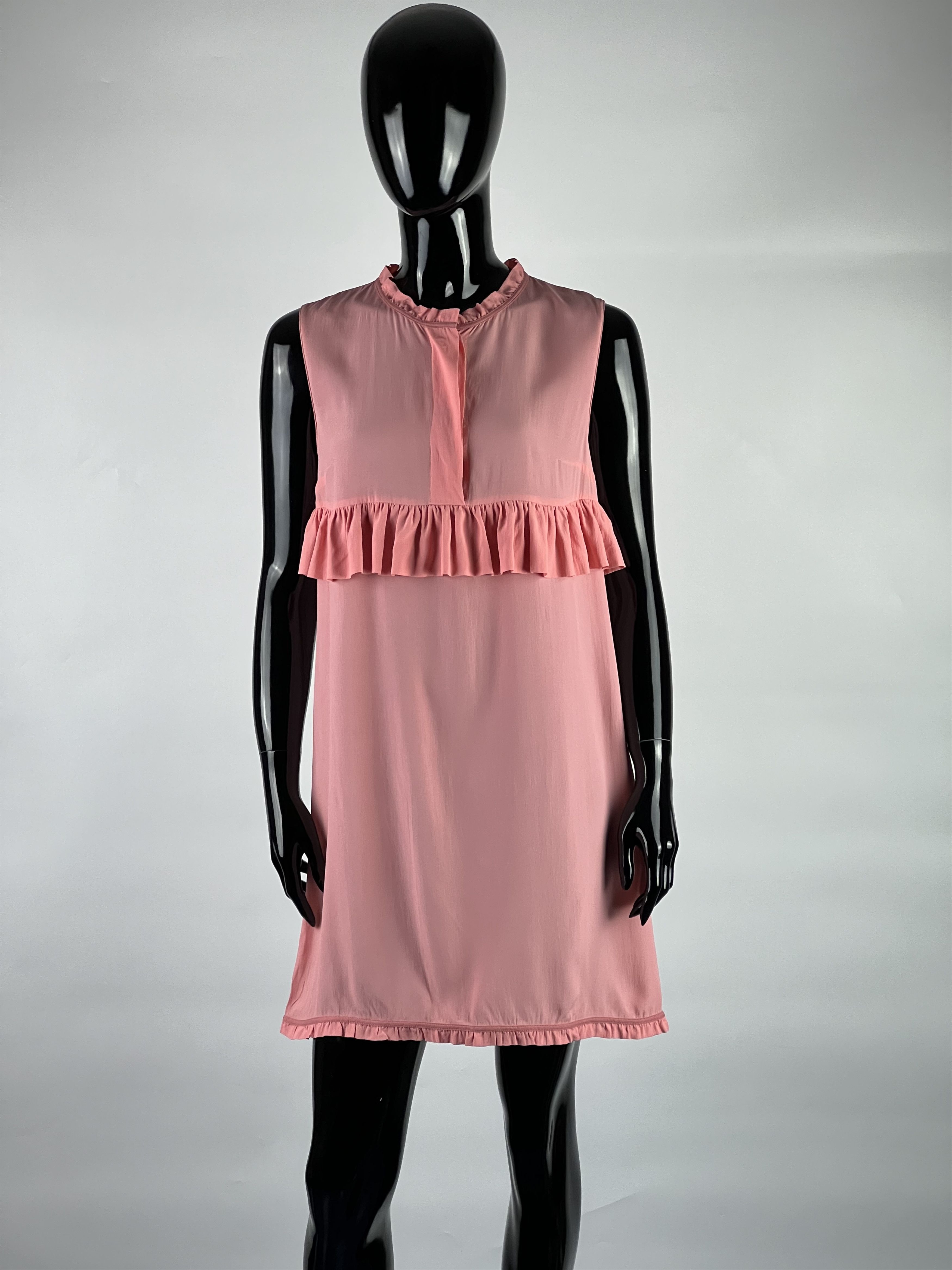 Marni Marni Pink Ruffled Silk Button Sleeveless Dress Size 40 Size S / US 4 / IT 40 - 1 Thumbnail